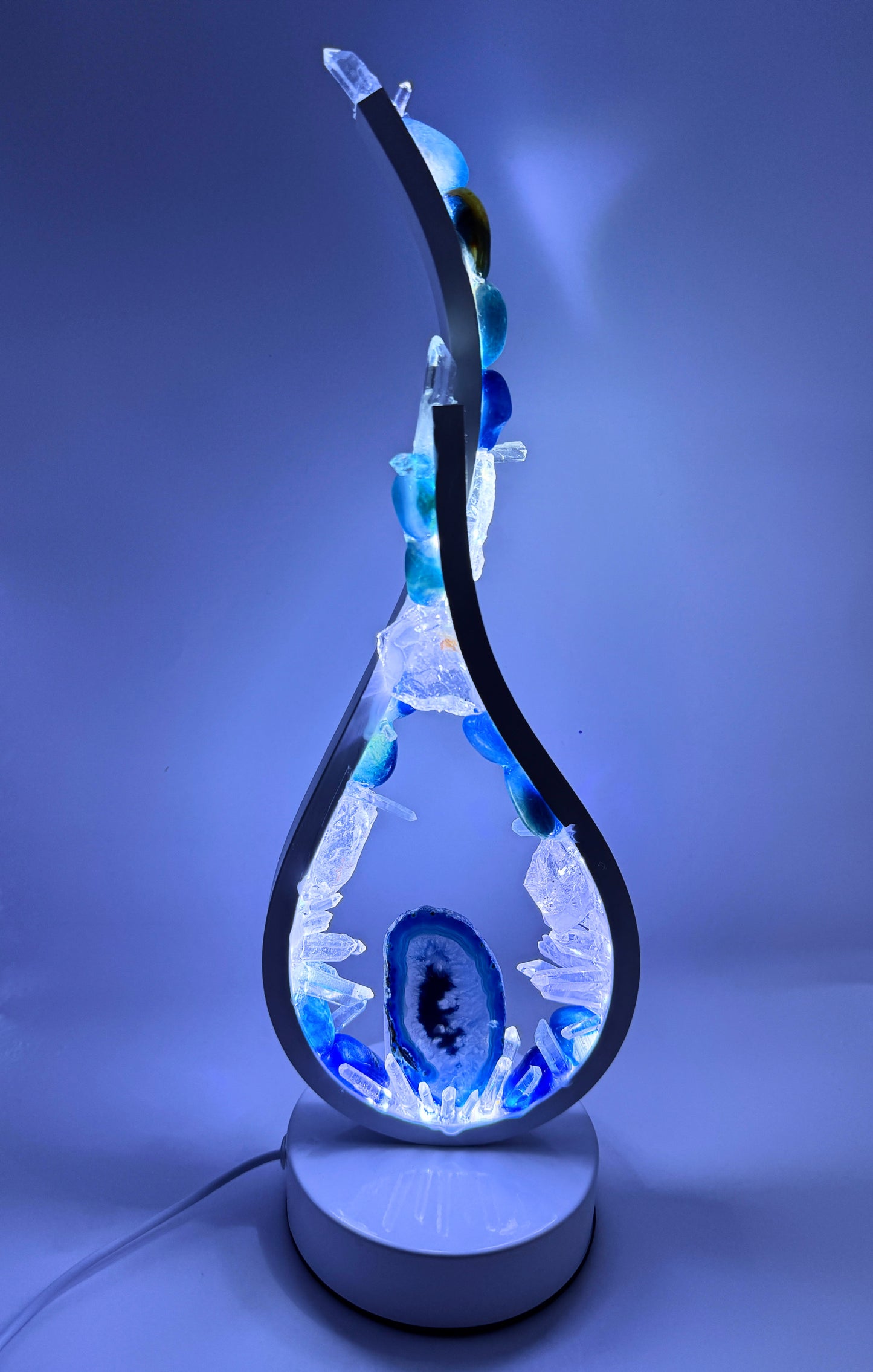 Blue Agate Flame Crystal Lamp.