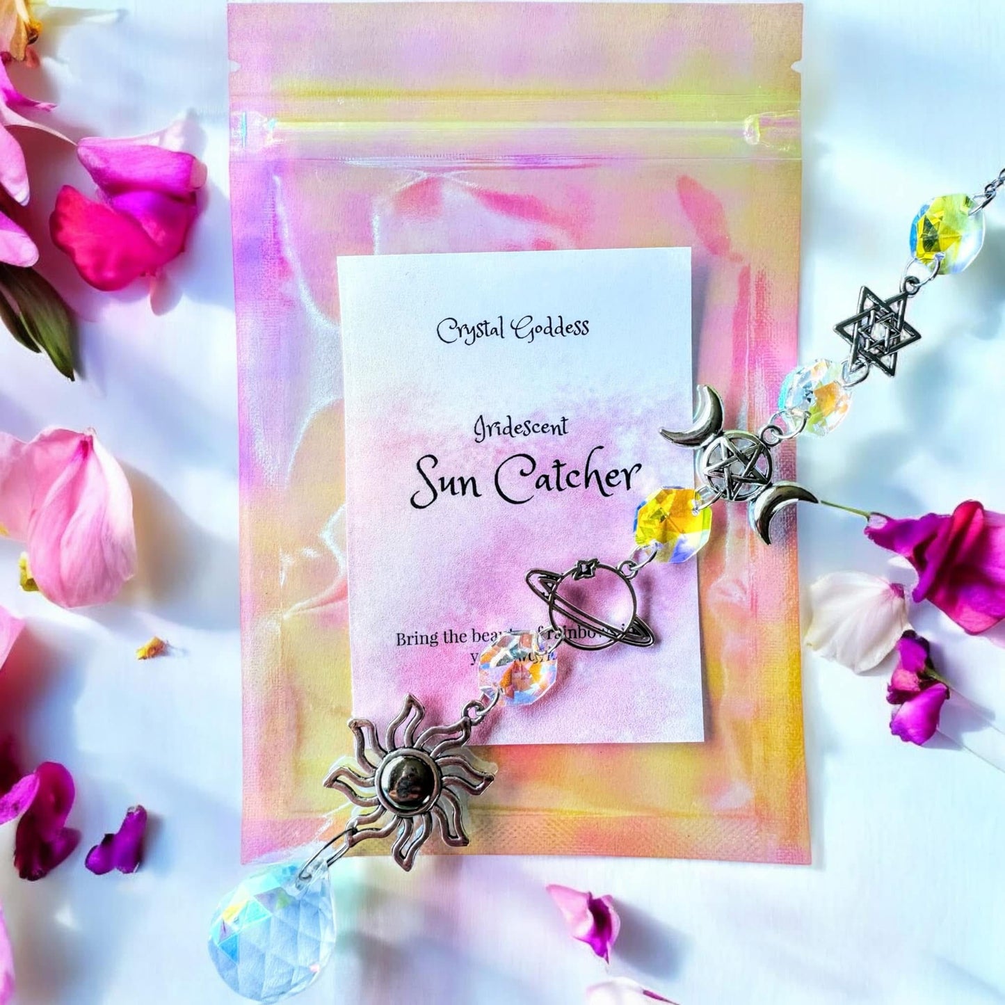 Iridescent Triple Goddess Moon Suncatcher.