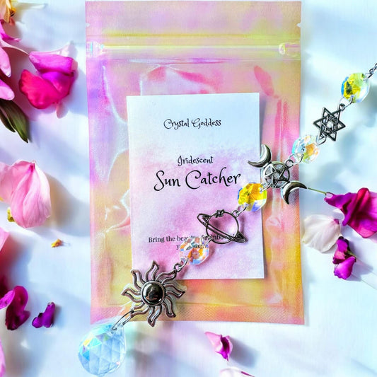 Iridescent Triple Goddess Moon Suncatcher.