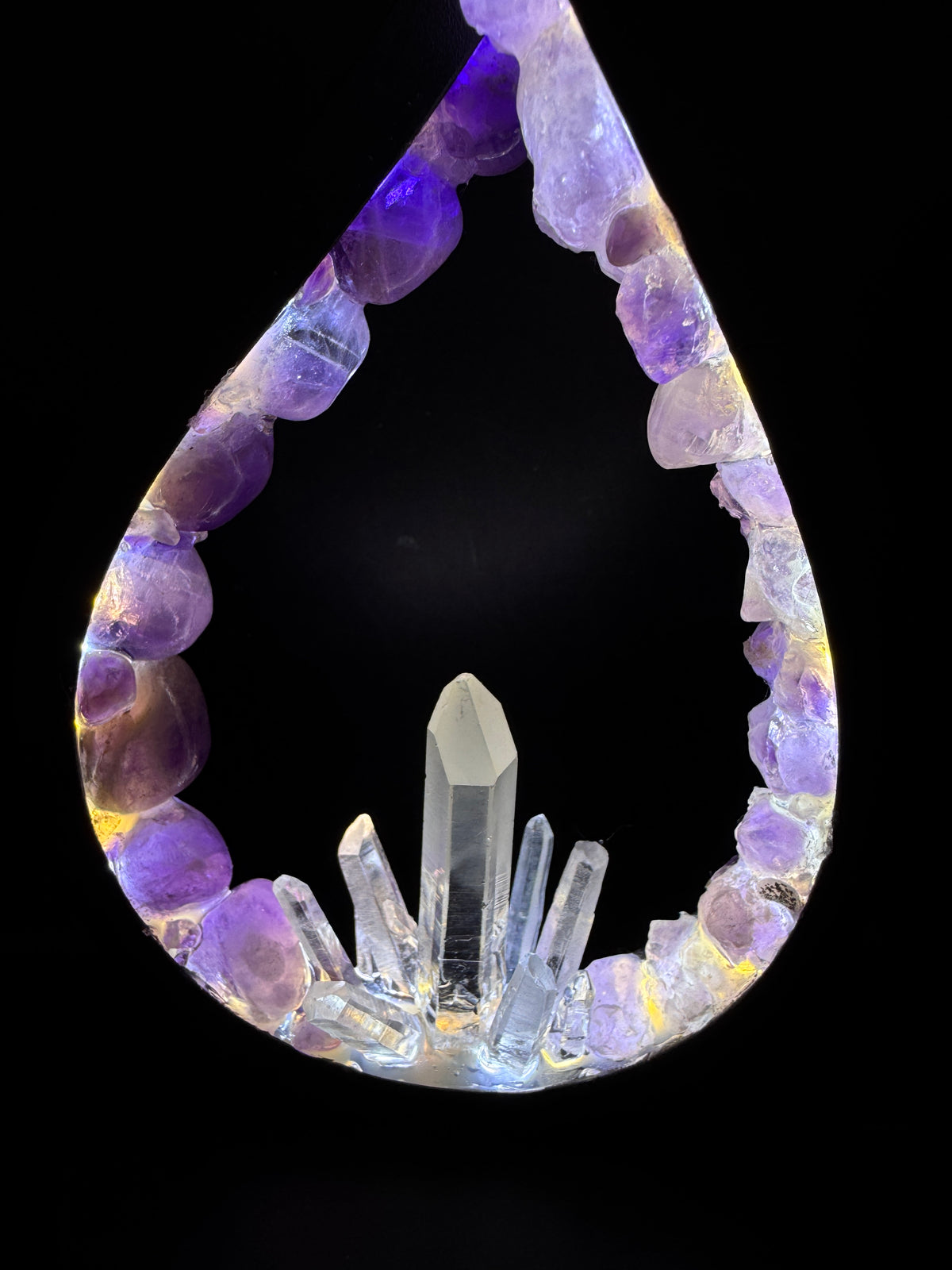 Crystal flame lamp “Amethyt Flowers”