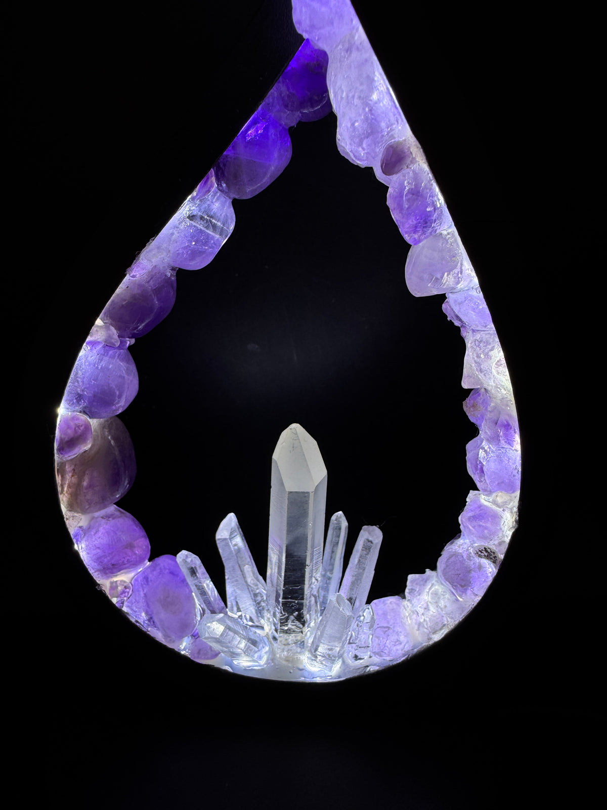 Crystal flame lamp “Amethyt Flowers”