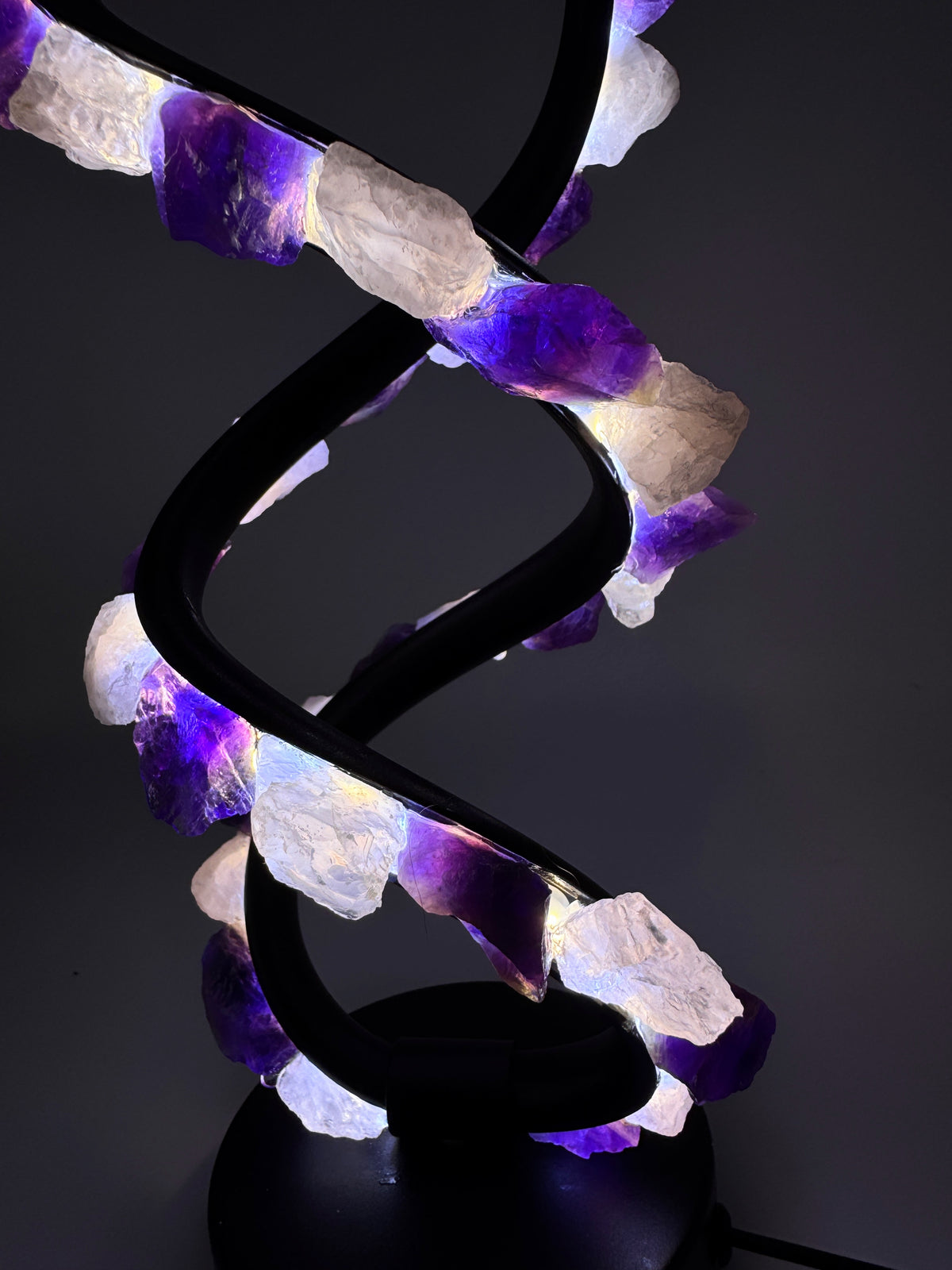 Rose Quartz Amethyst Infinity Crystal Lamp (black)