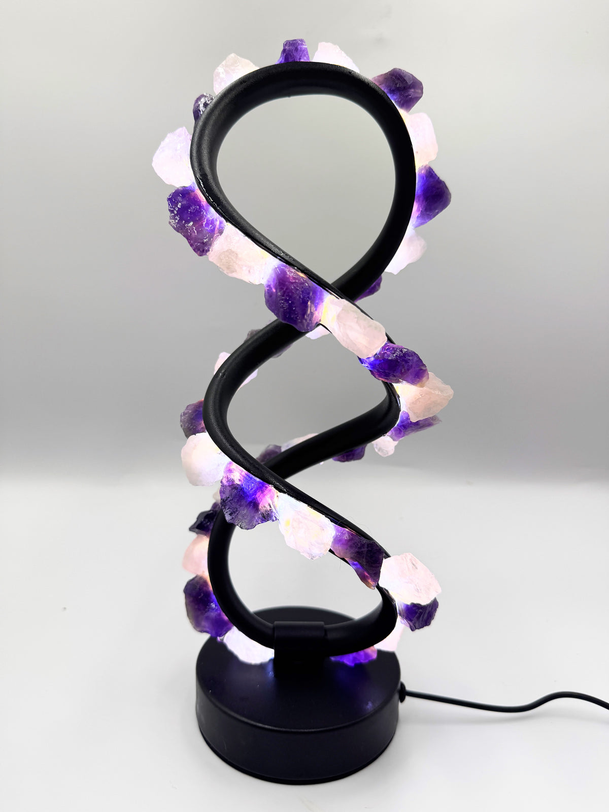 Rose Quartz Amethyst Infinity Crystal Lamp (black)