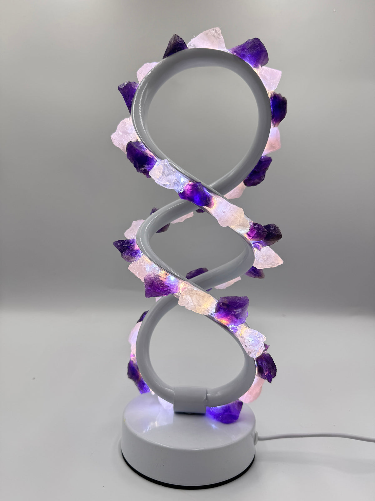 Amethyst Rose Infinity Crystal Lamp (white)