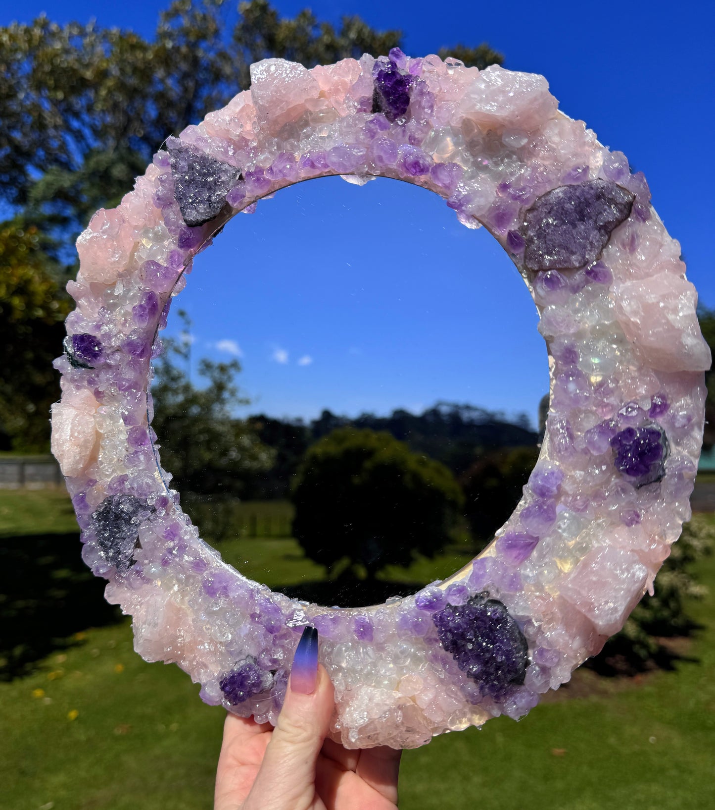 Crystal Mirror “Amethyst Bloom” 28cm