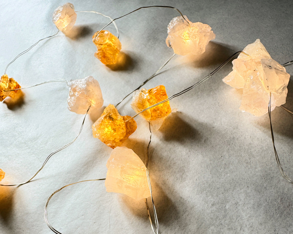 Crystal fairy lights (warm) Rose Quartz & Citrine 2M