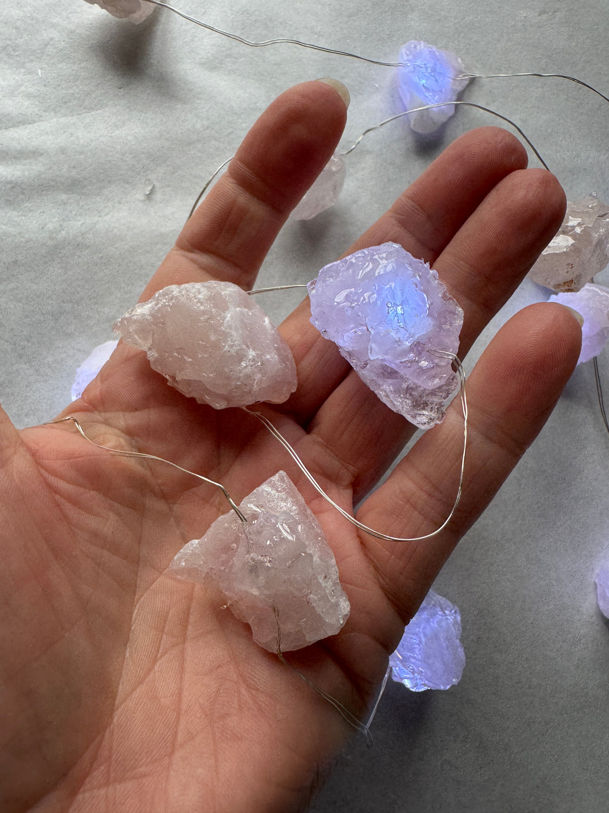 Crystal Fairy Lights (flashing cool light ) Rose Quartz