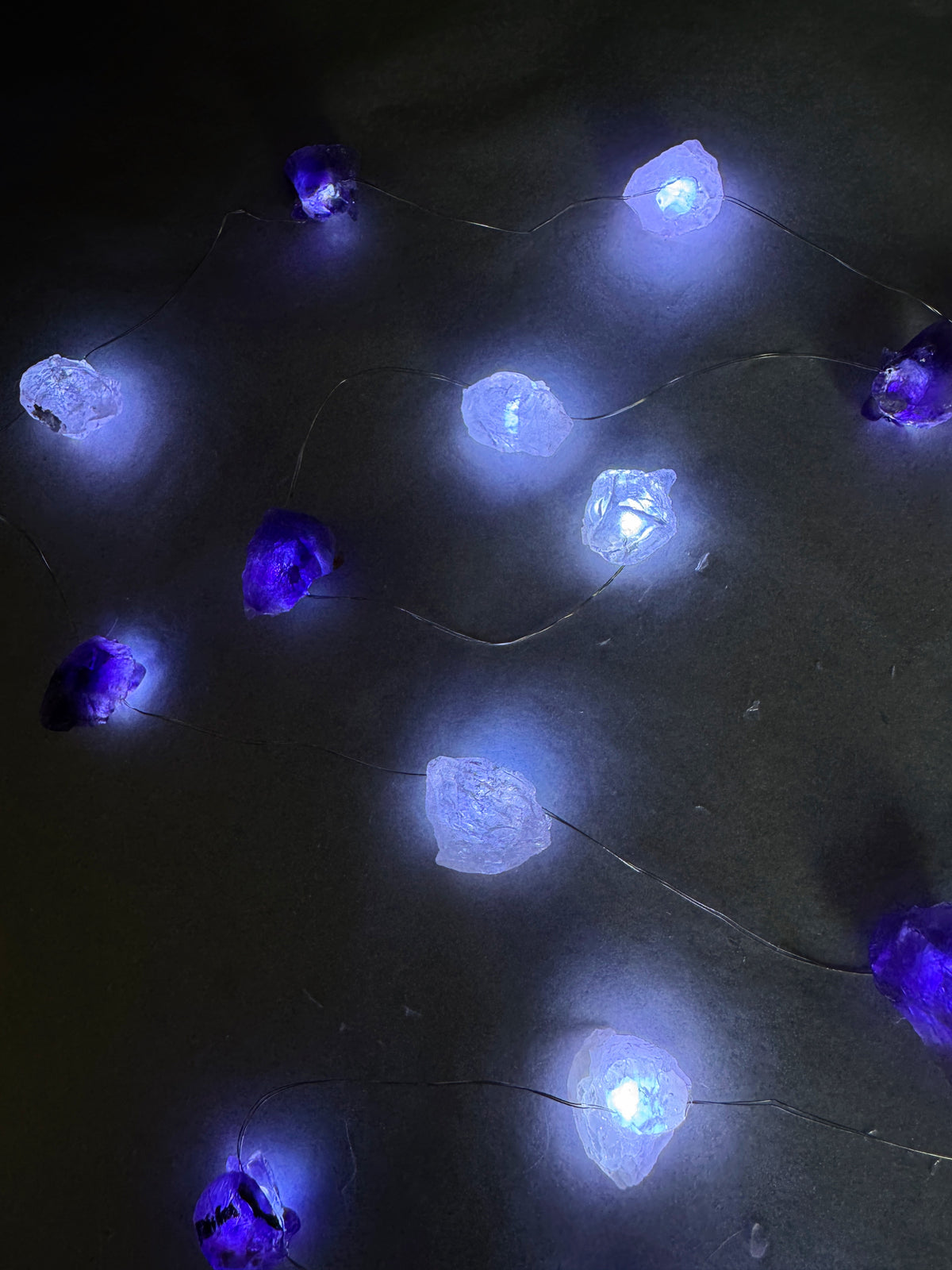 Crystal Fairy Lights (flashing) Amethyst & Rose Quartz 2M Cool.