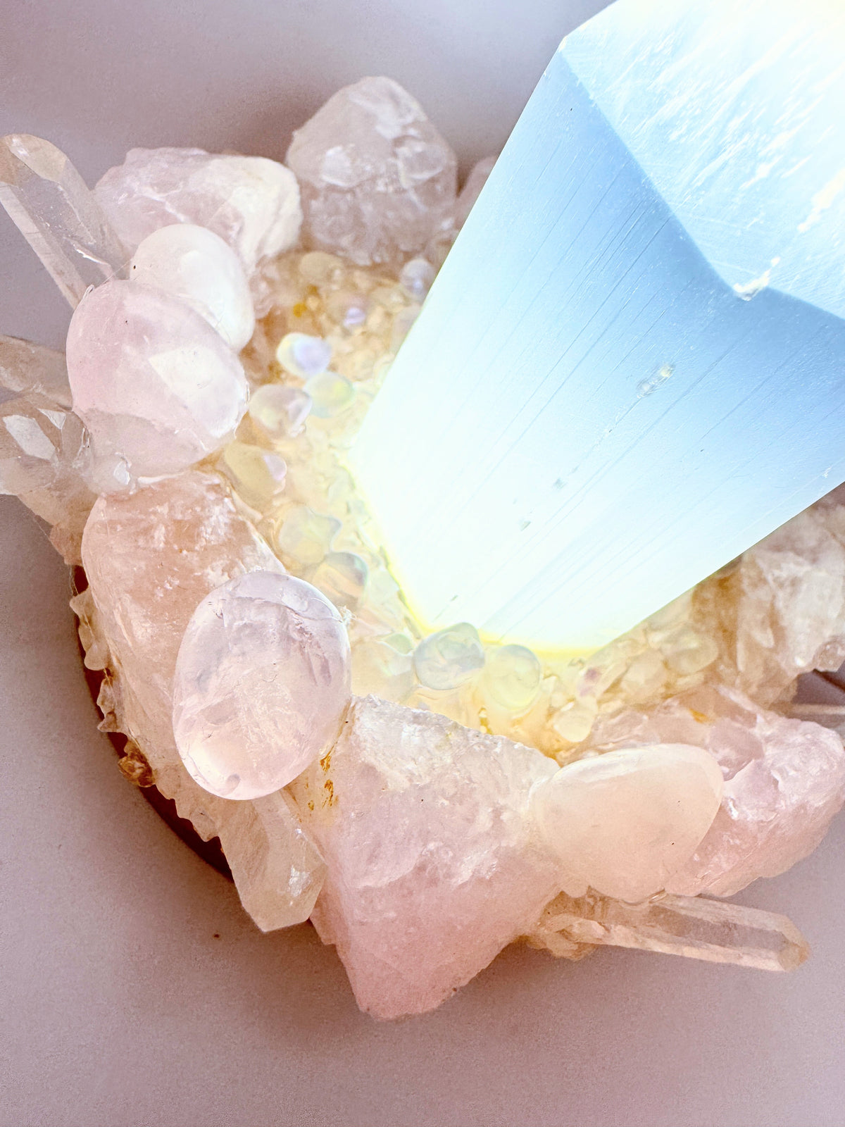 Selenite Point Crystal Lamp Rose Q #1