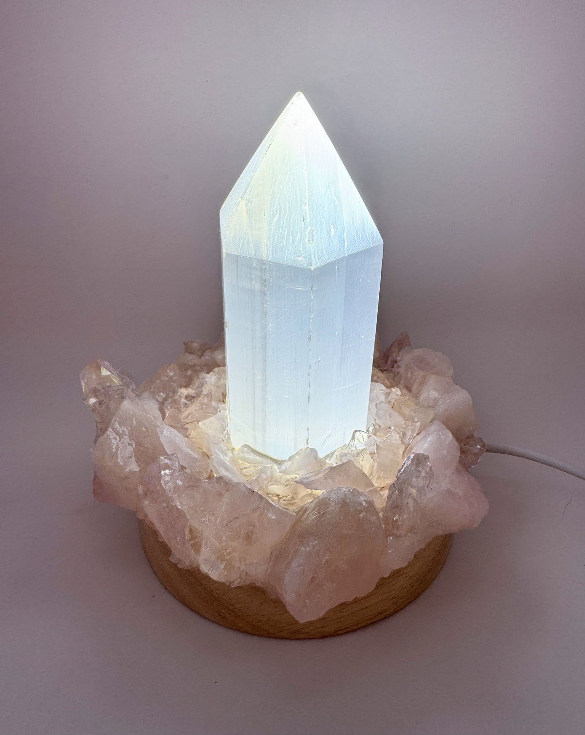Selenite Point Crystal Lamp Rose Q #1