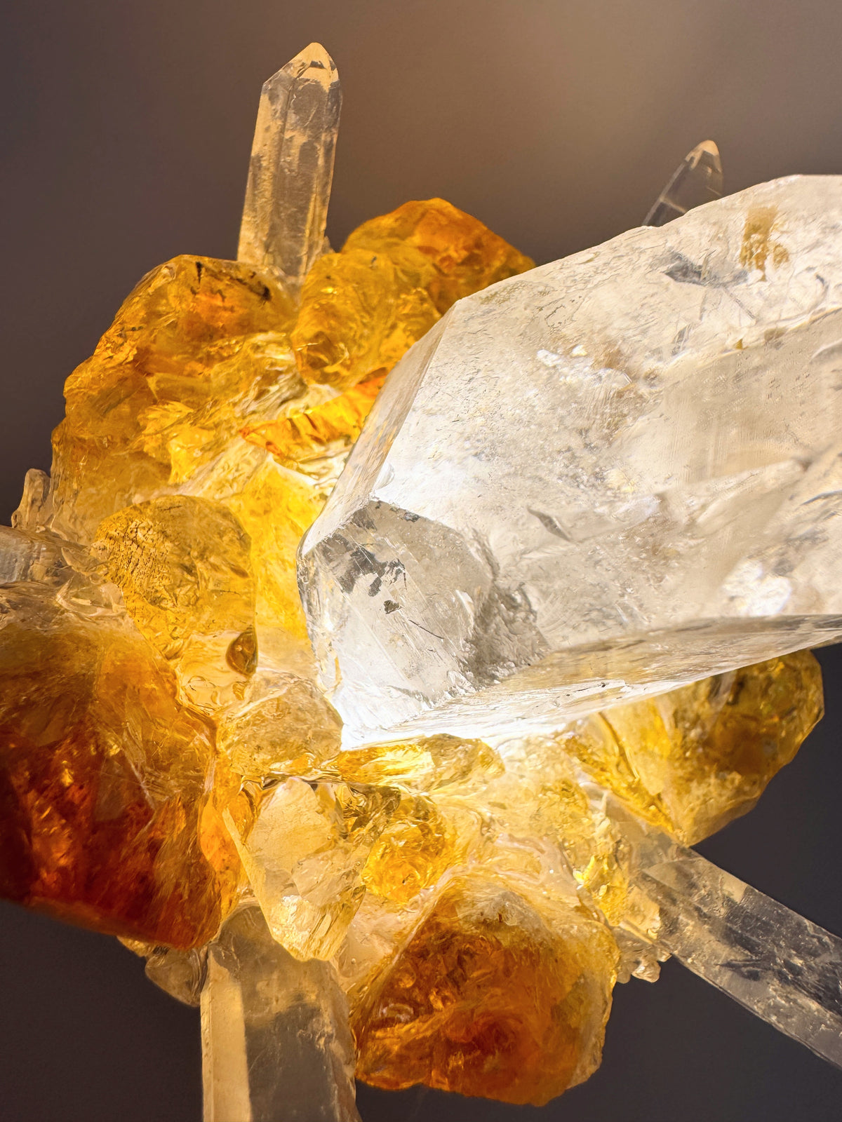 Clear Quartz Point & Citrine Lamp