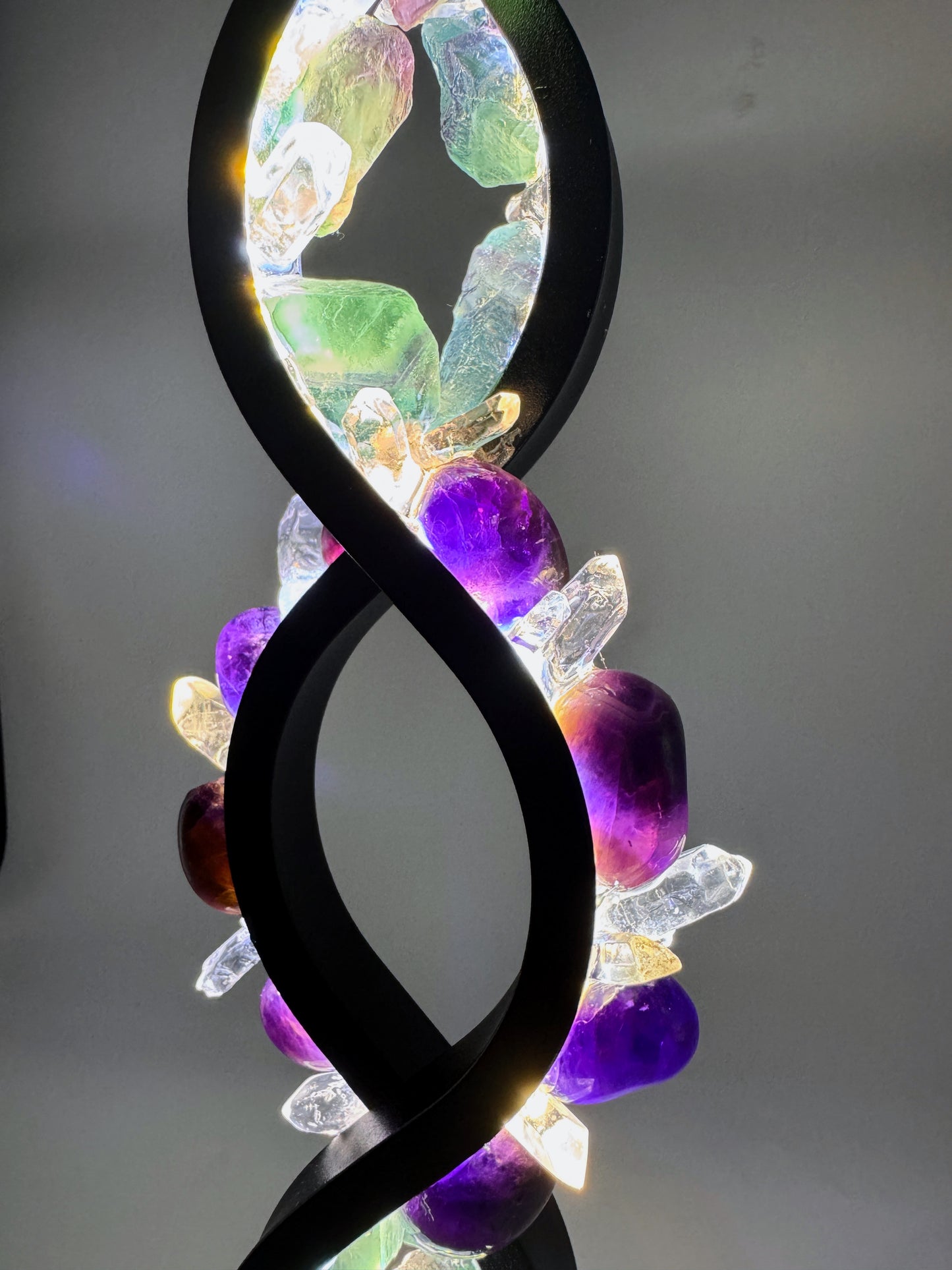 Crystal Lamp “ Fluorite Twist”
