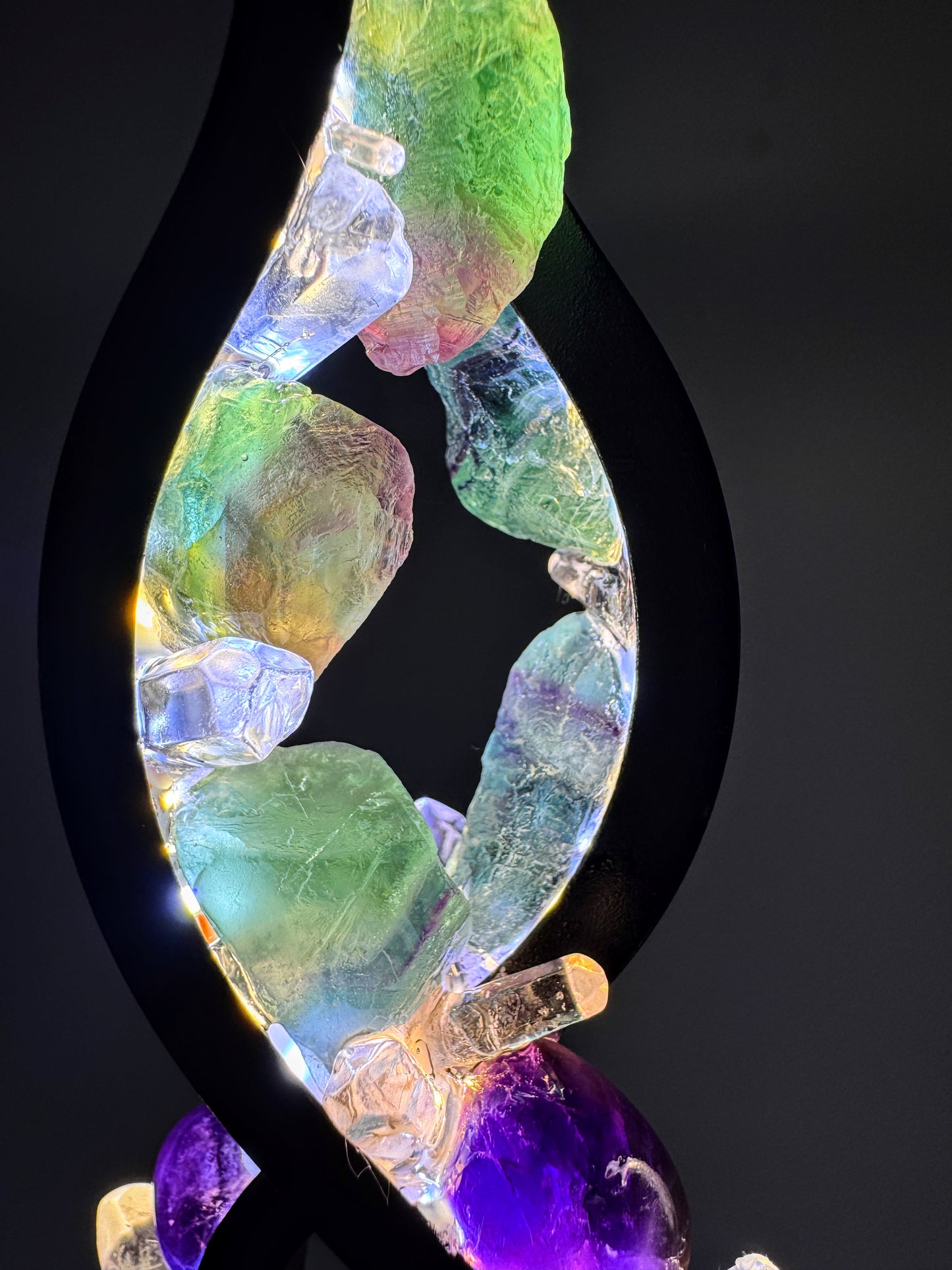 Crystal Lamp “ Fluorite Twist”