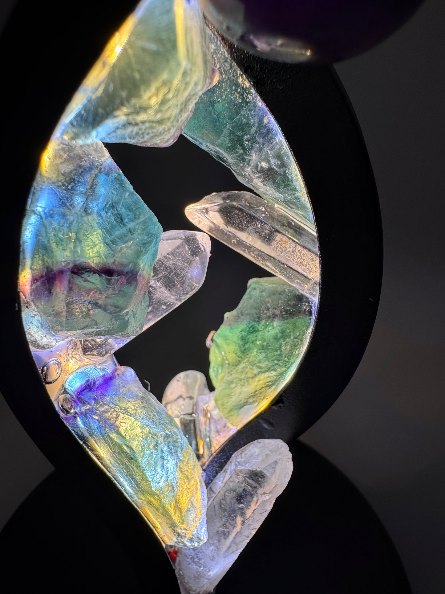 Crystal Lamp “ Fluorite Twist”