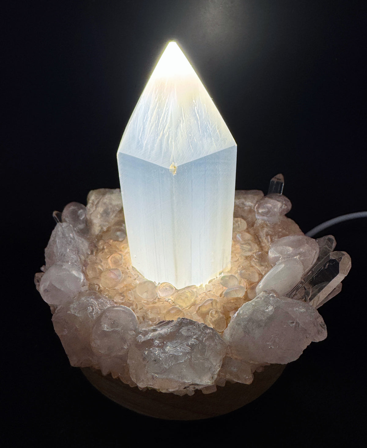 Selenite Point Crystal Lamp Rose Q #1