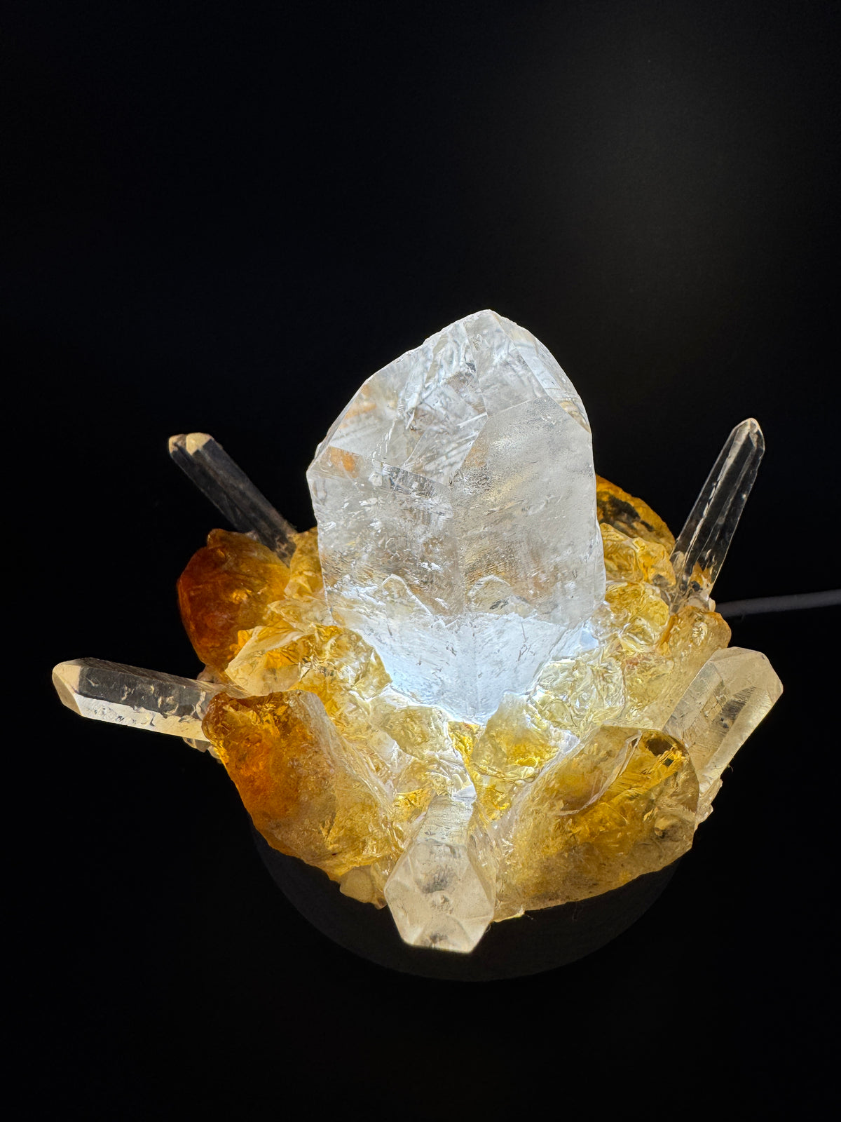 Clear Quartz Point & Citrine Lamp