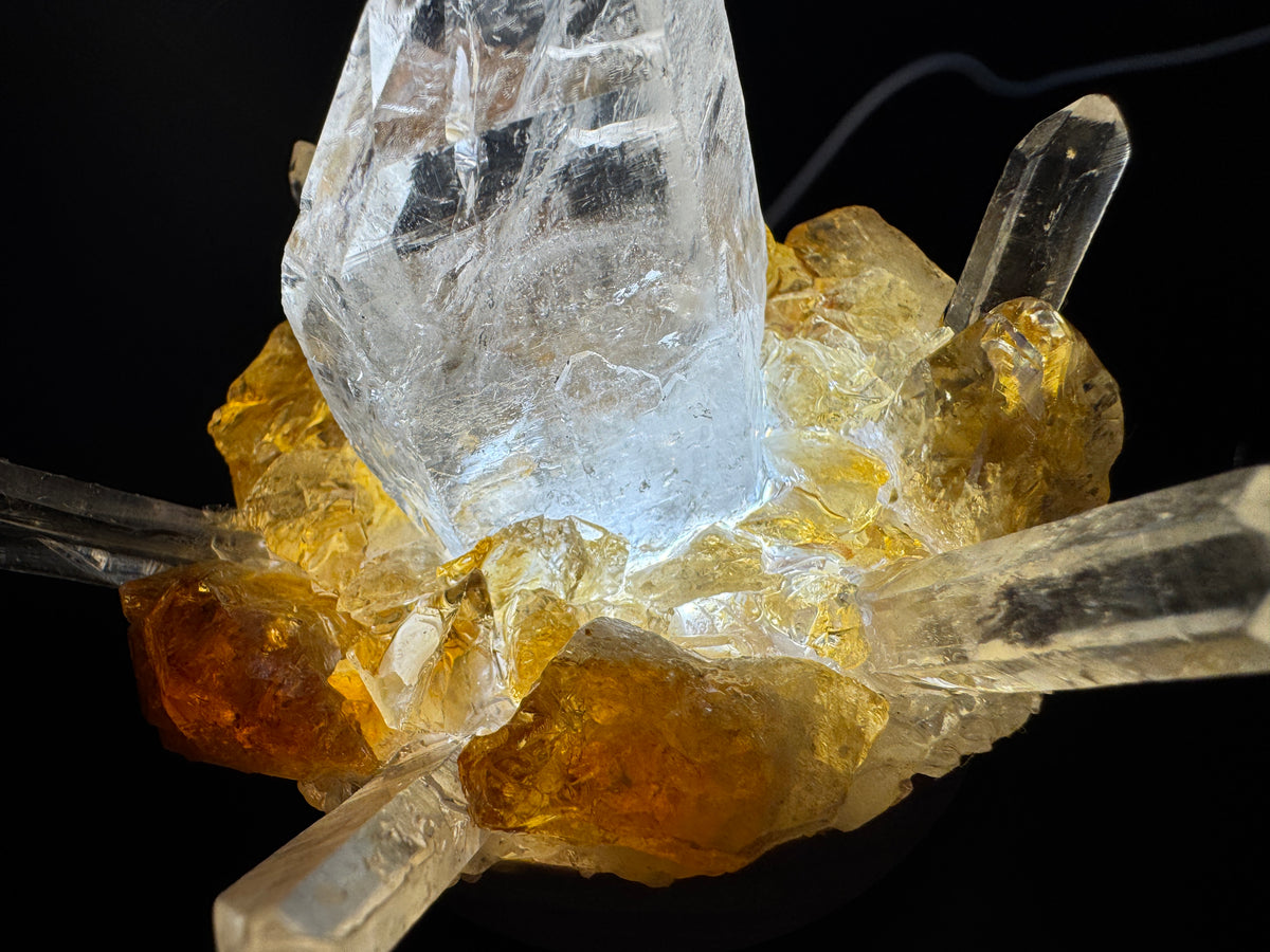Clear Quartz Point & Citrine Lamp