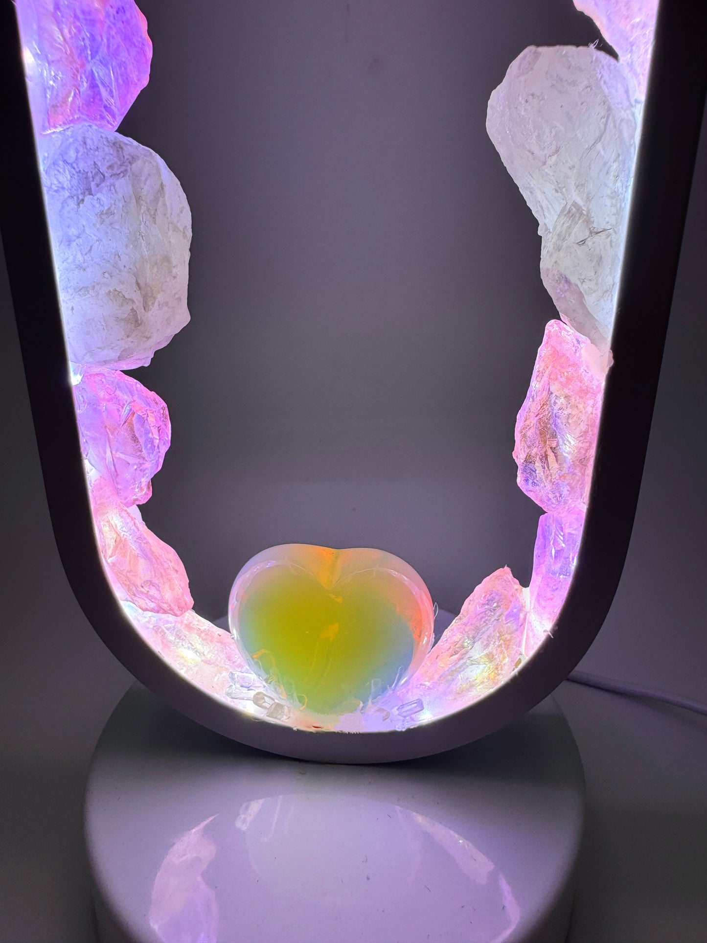 Opal Heart Crystal Portal Lamp 30cm