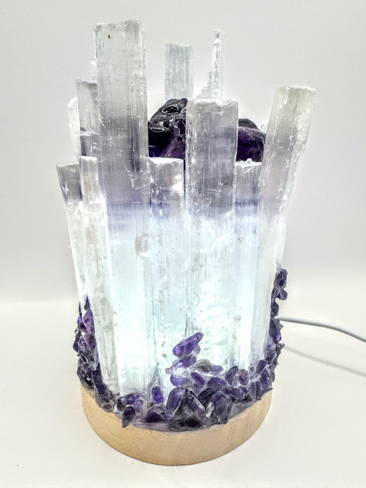 Selenite Lamp Amethyst Large  #1