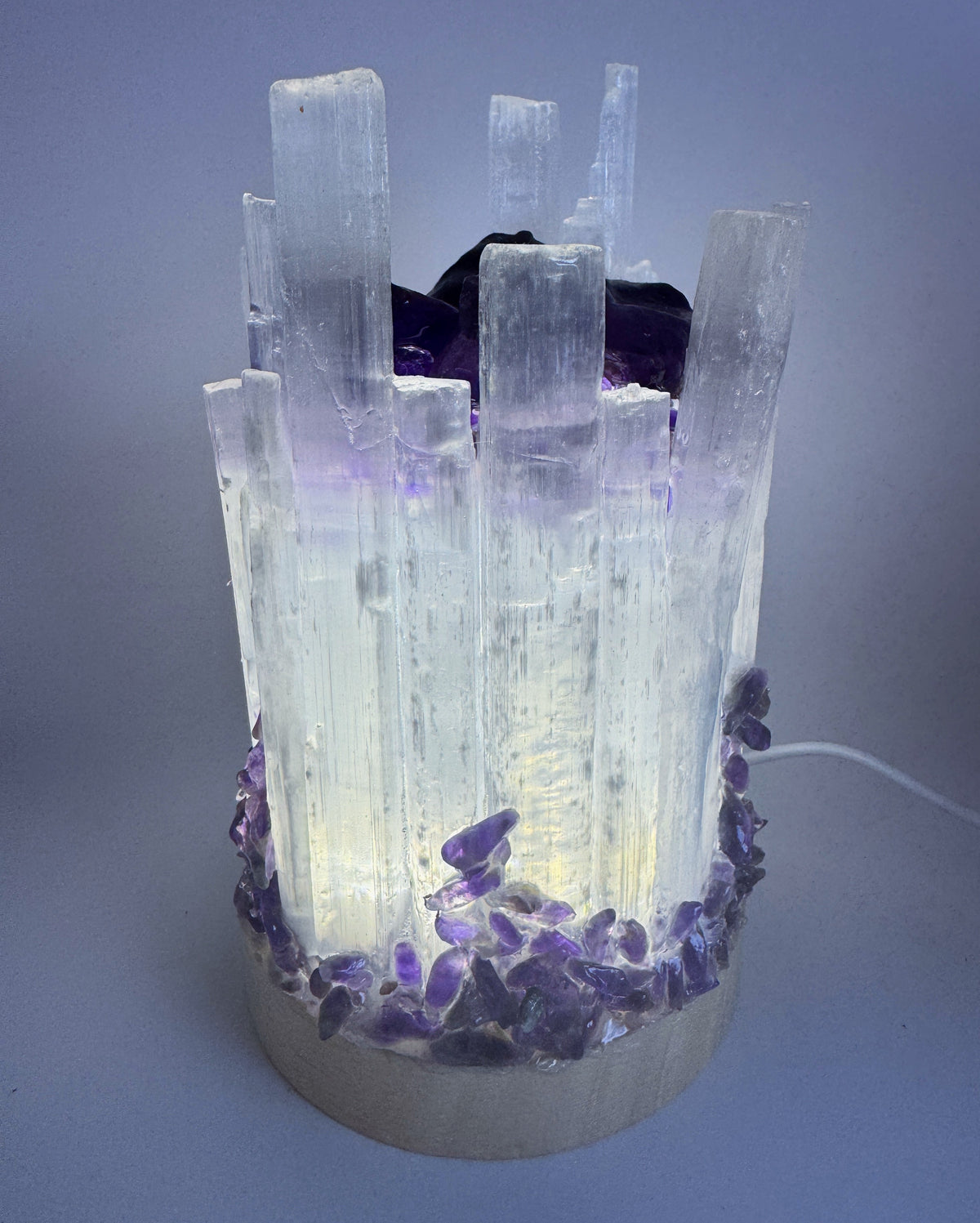 Selenite Lamp Amethyst Large  #1