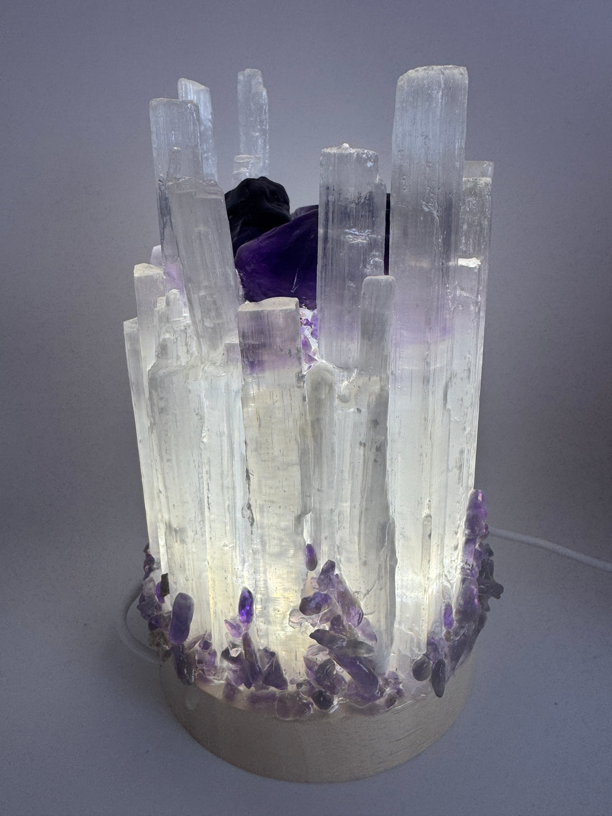 Selenite Lamp Amethyst Large  #1