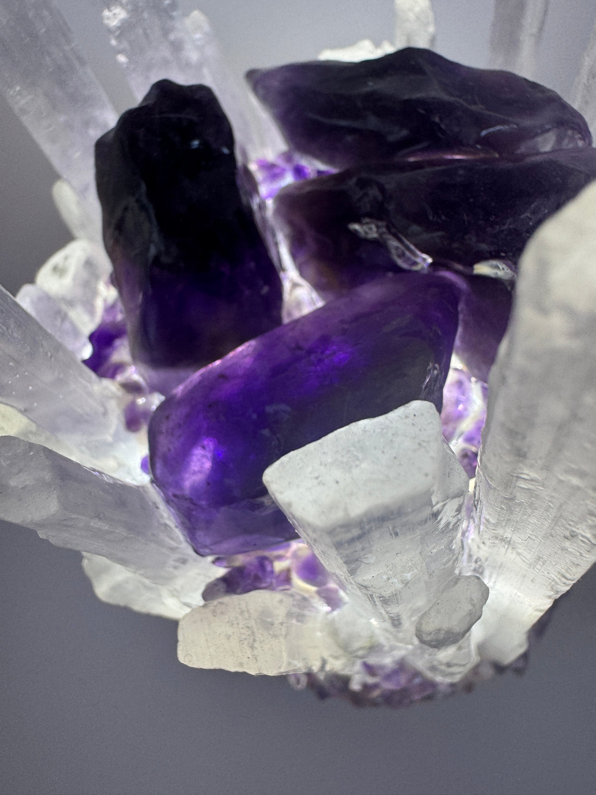 Selenite Lamp Amethyst Large  #1