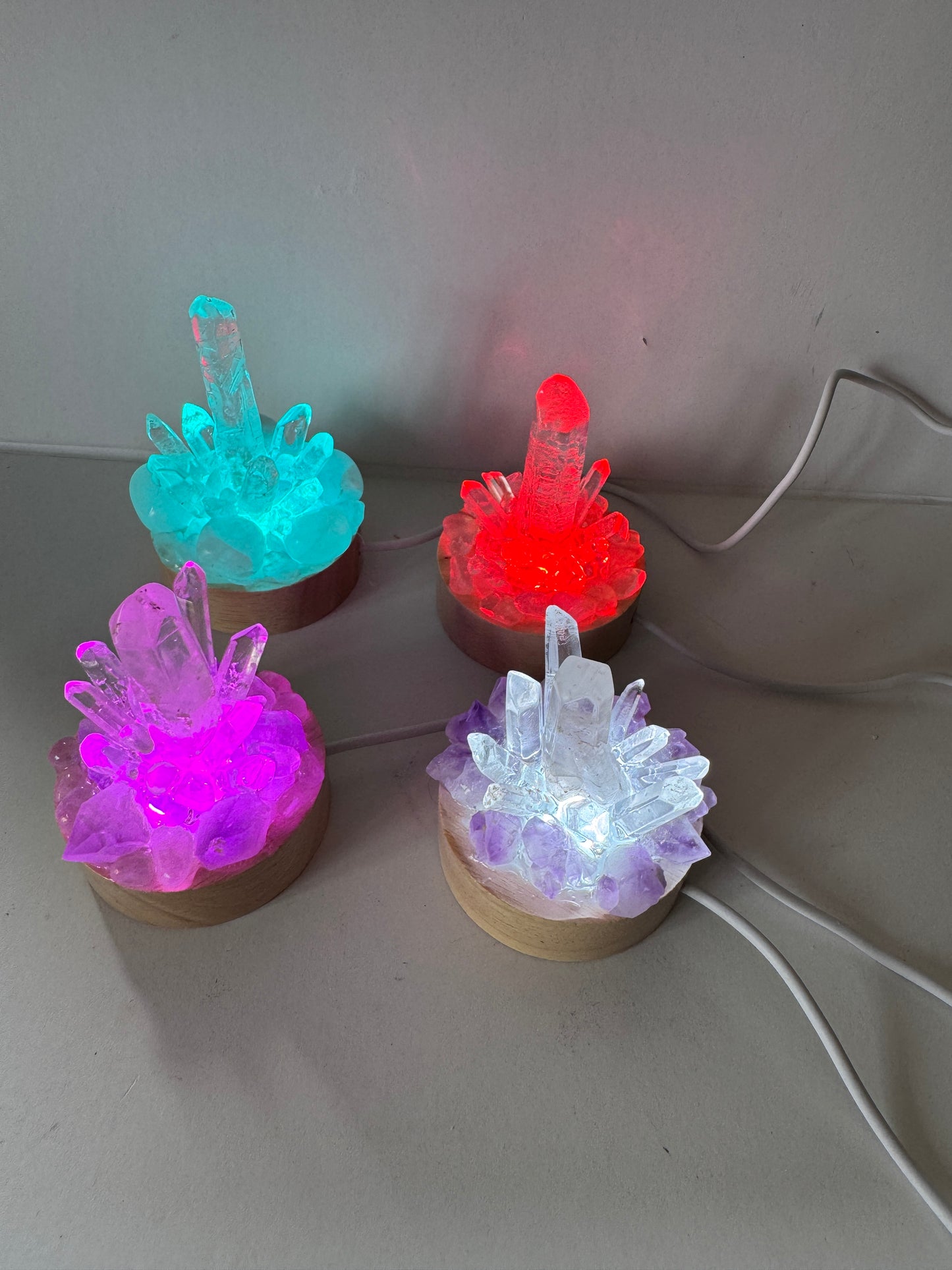 Crystal Cluster Lamp Amethyst & Clear Quartz