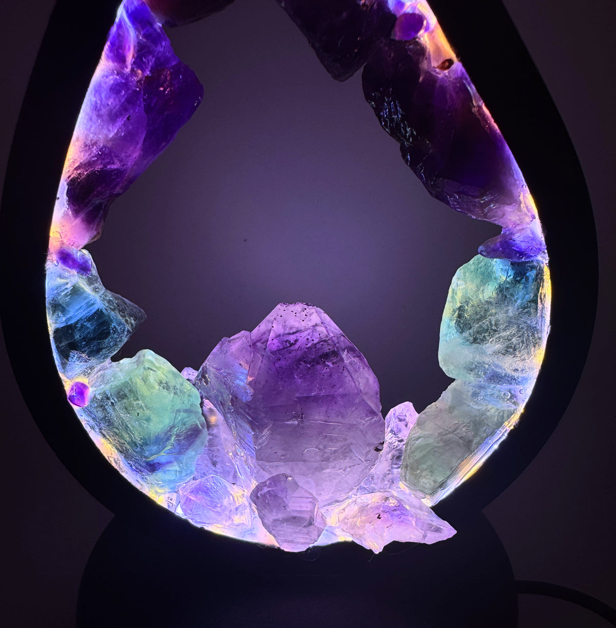 Fluorite Flame Crystal Lamp.
