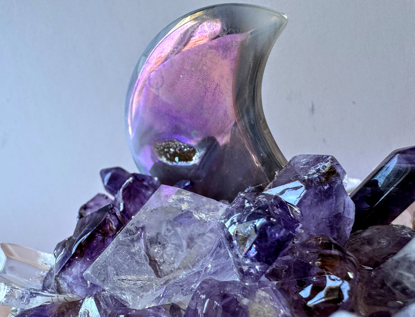 Amethyst Aura Moon Crystal Lamp LG