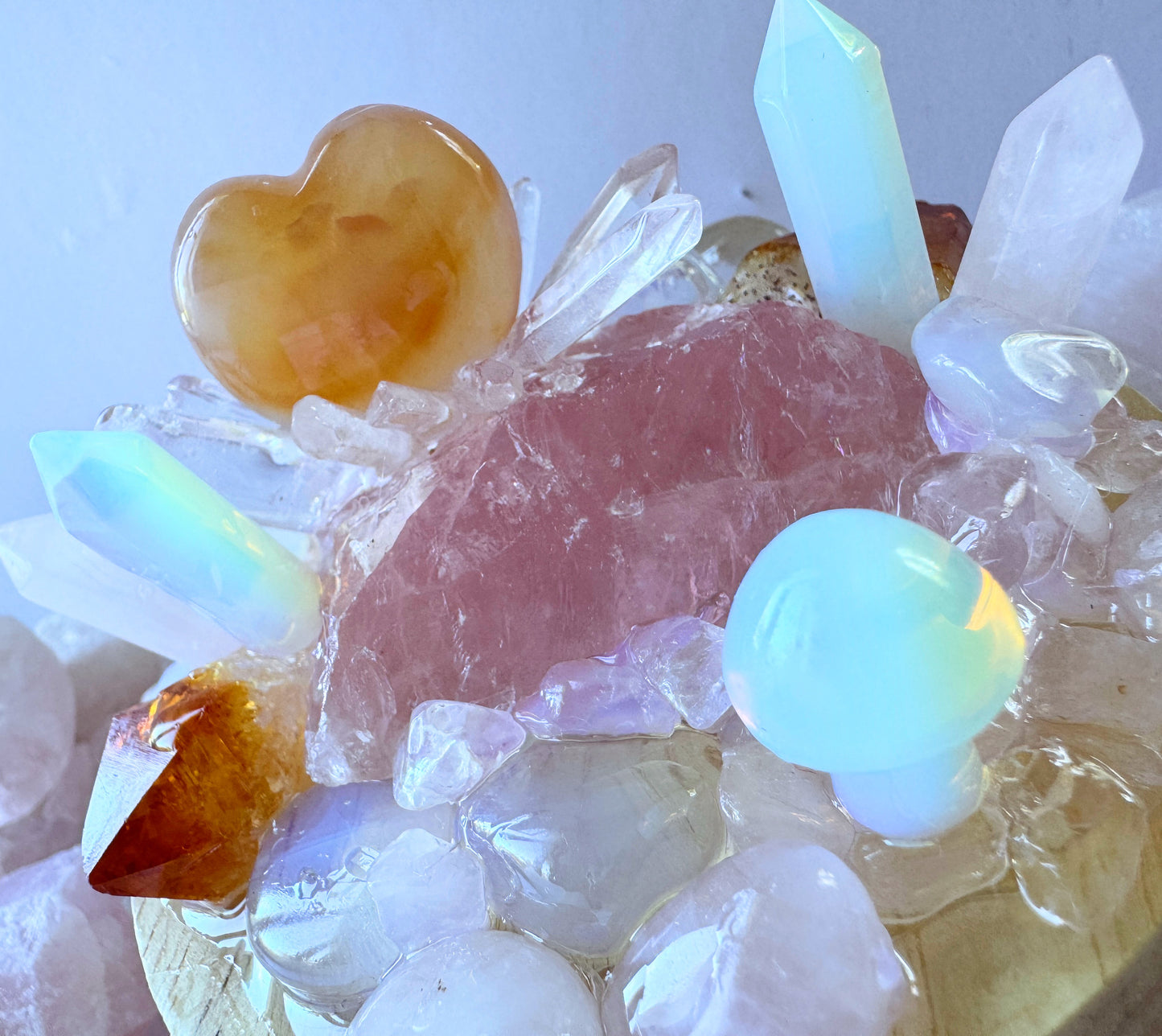 Opalite & Citrine  Crystal Cluster Lamp LG