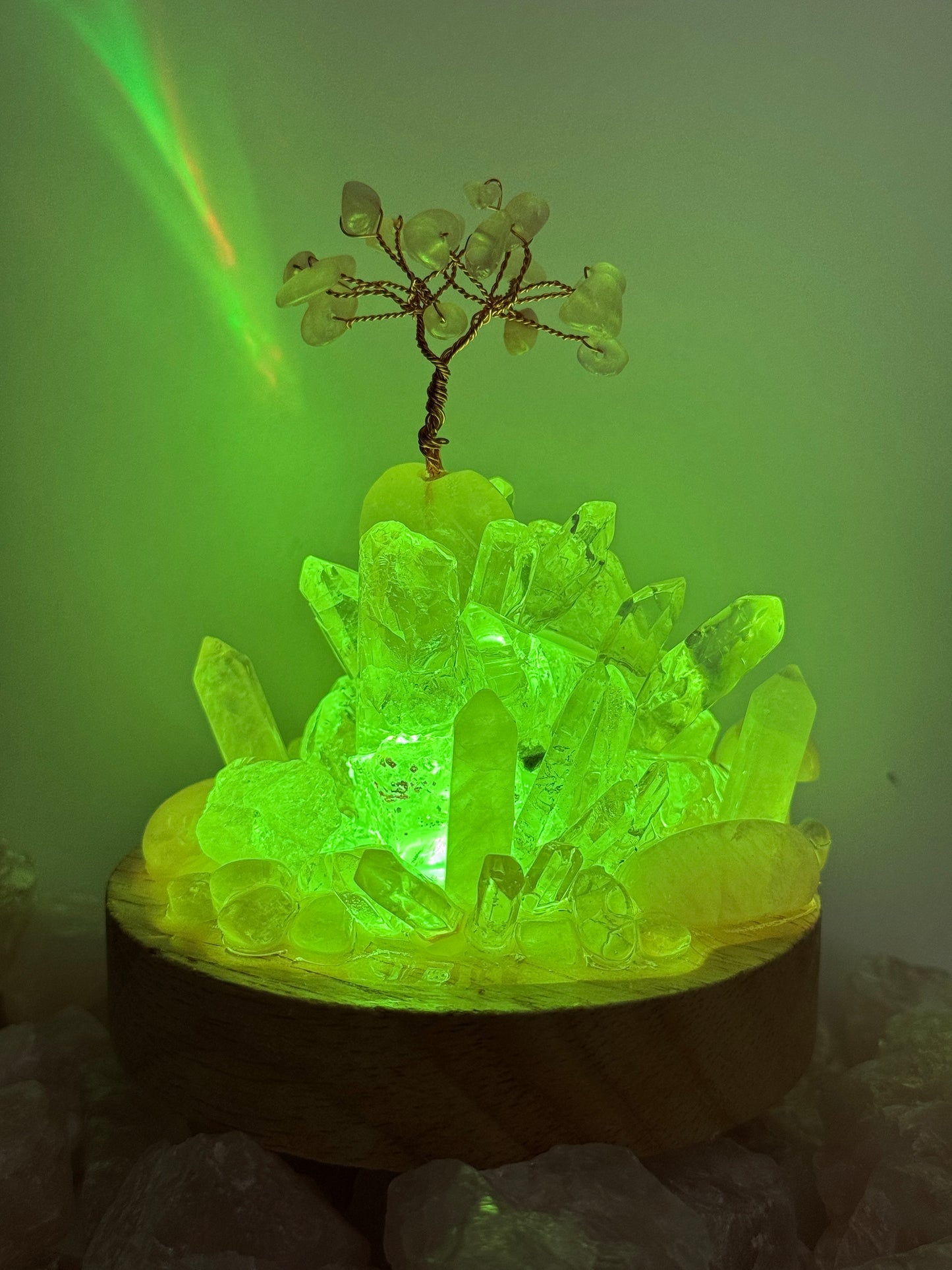 Rainbow Rose Quartz & Clear Quartz Crystal Cluster Lamp LG