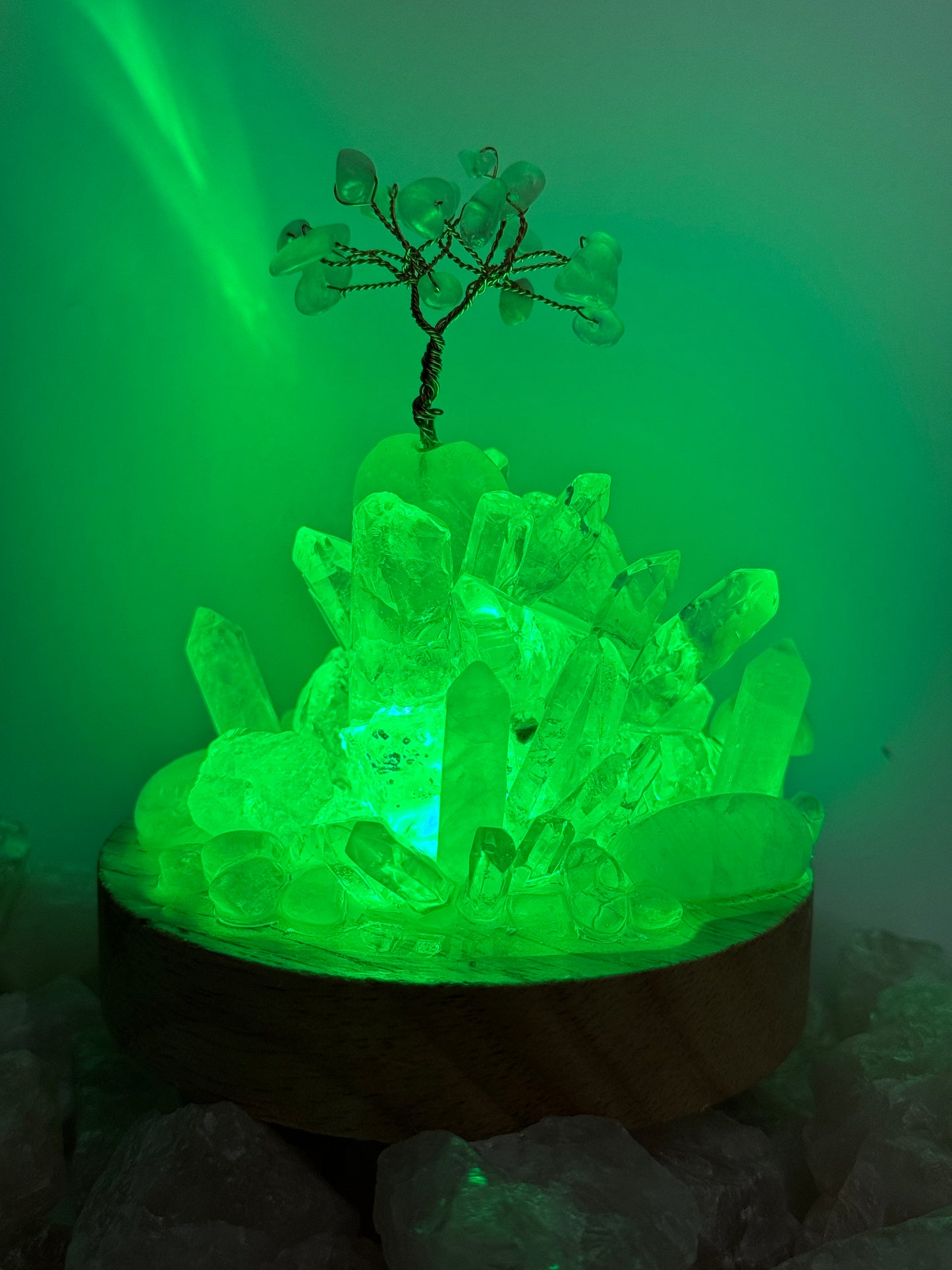 Rainbow Rose Quartz & Clear Quartz Crystal Cluster Lamp LG