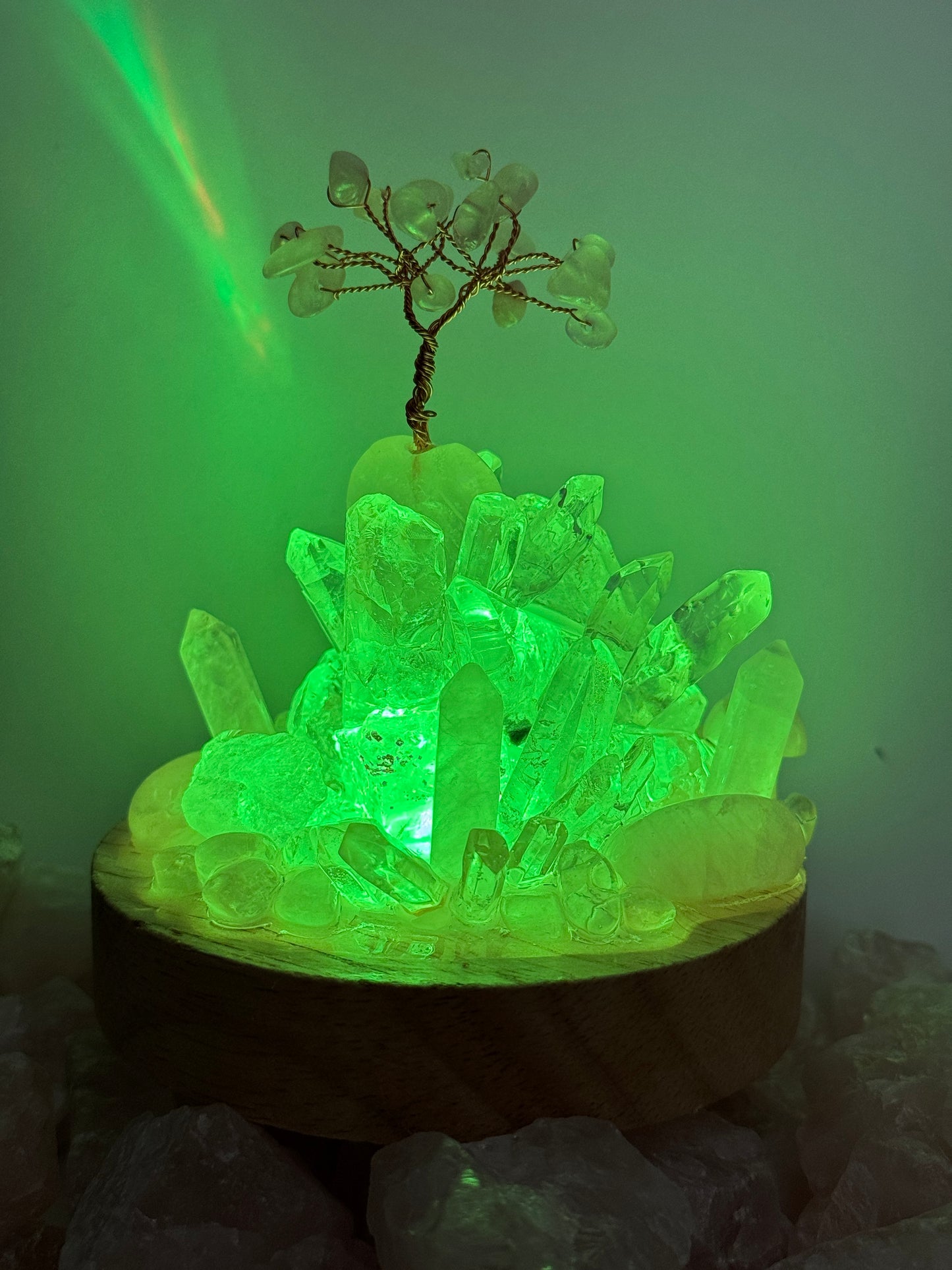 Rainbow Rose Quartz & Clear Quartz Crystal Cluster Lamp LG