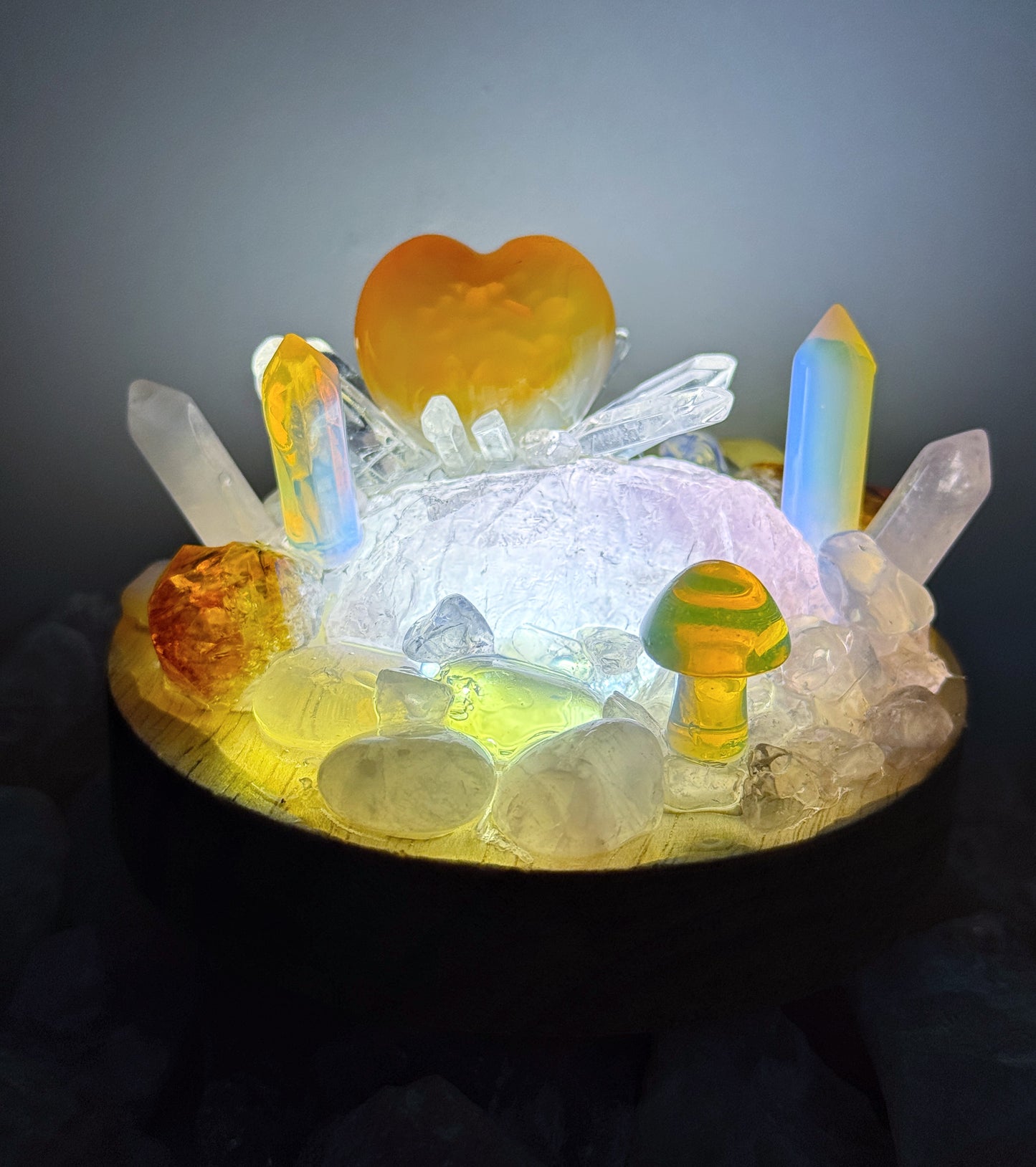 Opalite & Citrine  Crystal Cluster Lamp LG