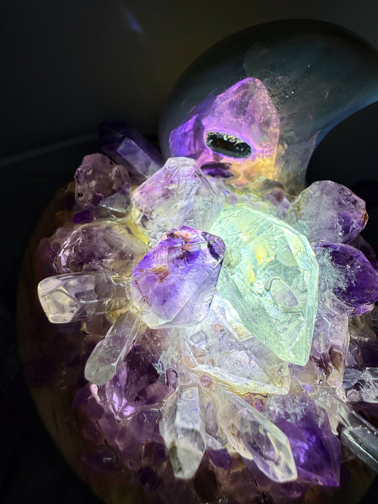Amethyst Aura Moon Crystal Lamp LG