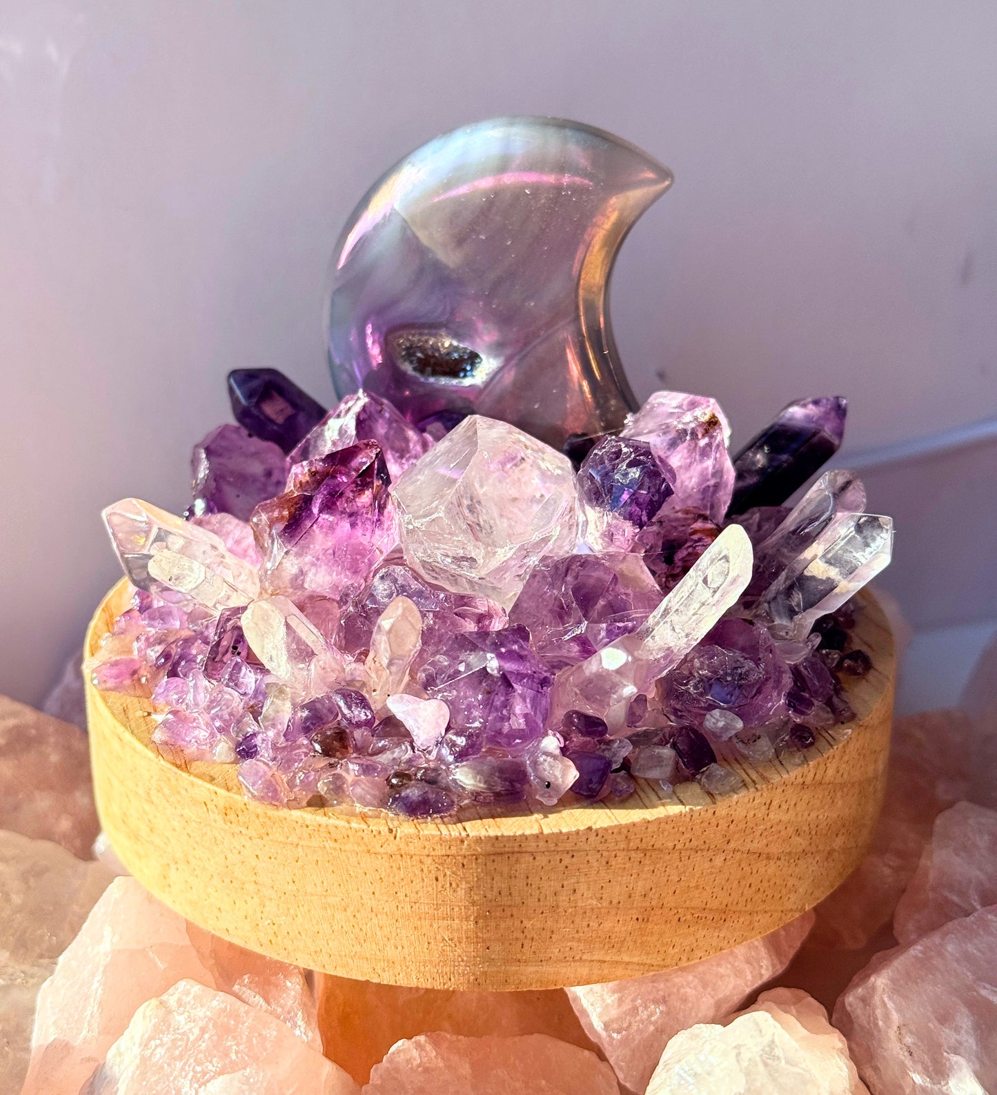 Amethyst Aura Moon Crystal Lamp LG