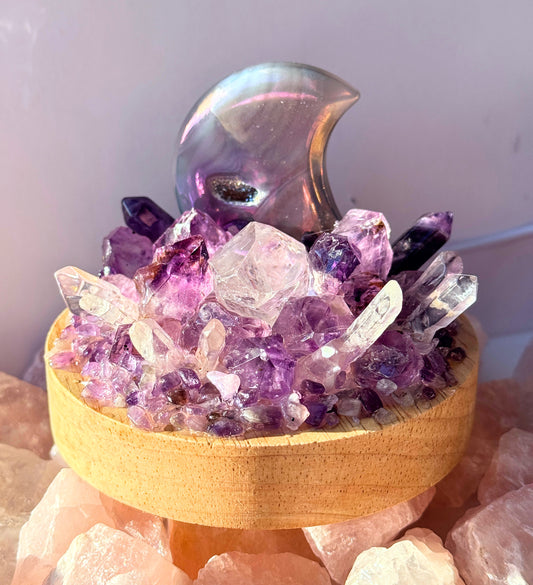 Amethyst Aura Moon Crystal Lamp LG
