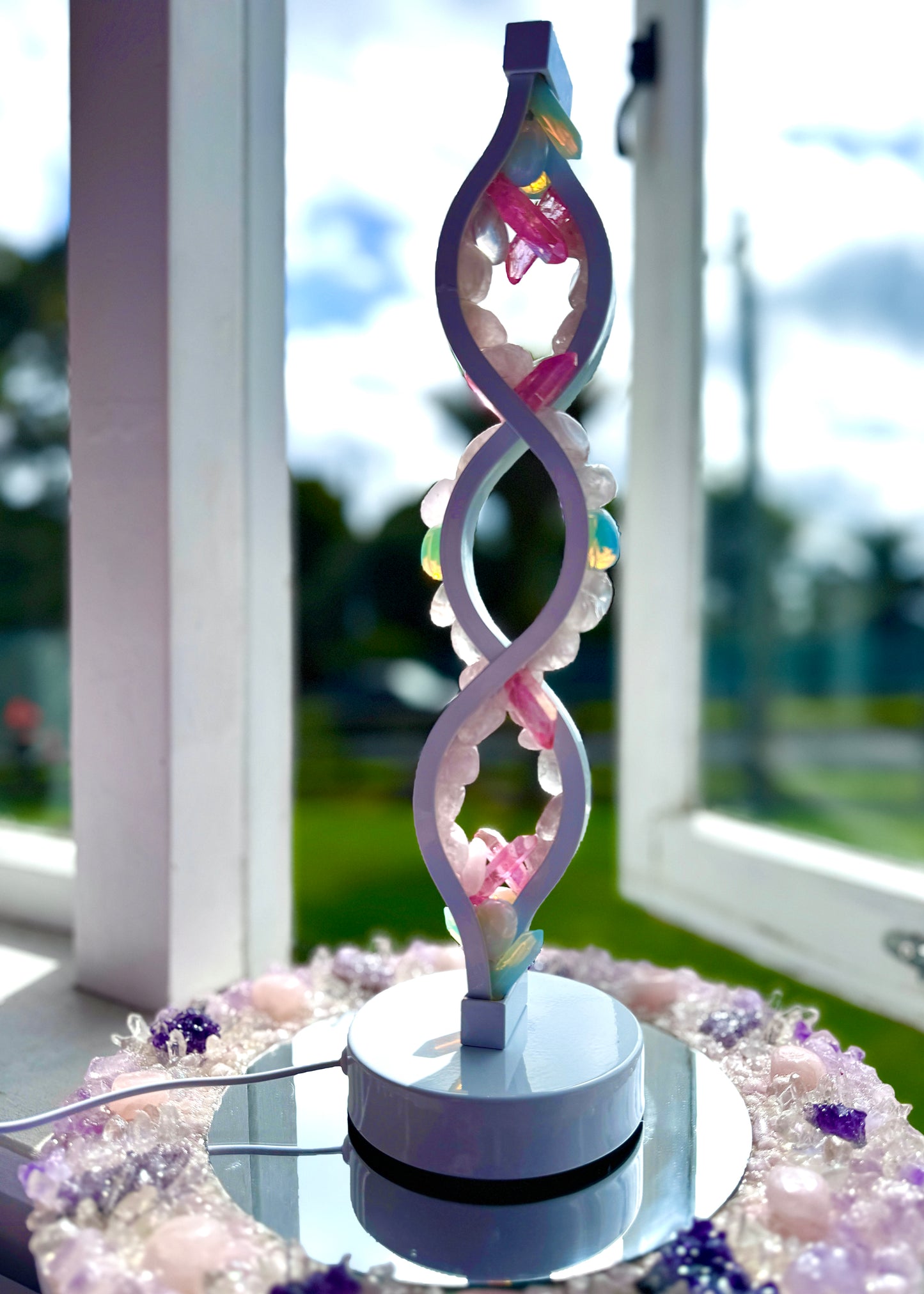 Opal Aura Spiral Crystal Lamp