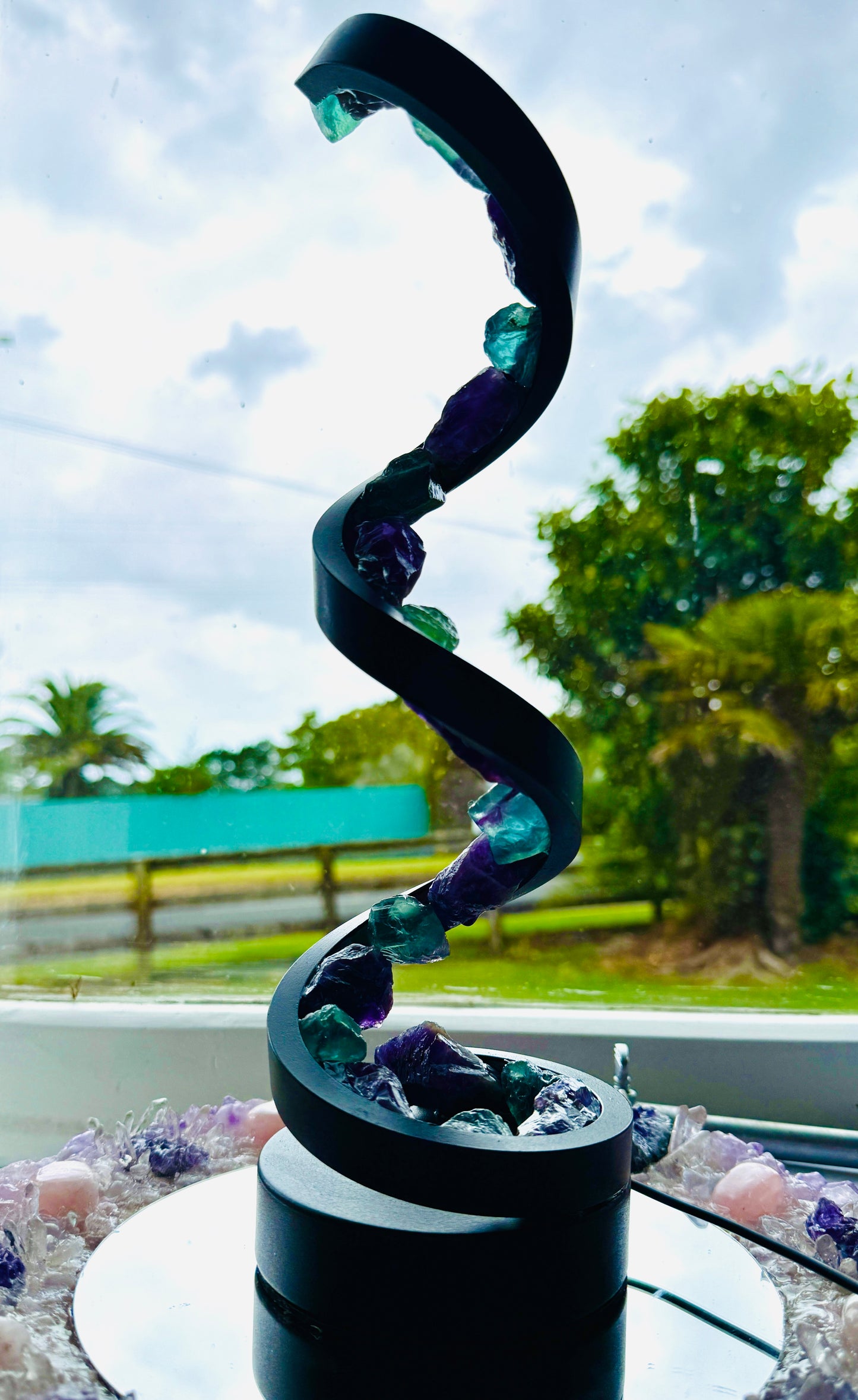 “Fluorite Whisper” Spiral Crystal Lamp