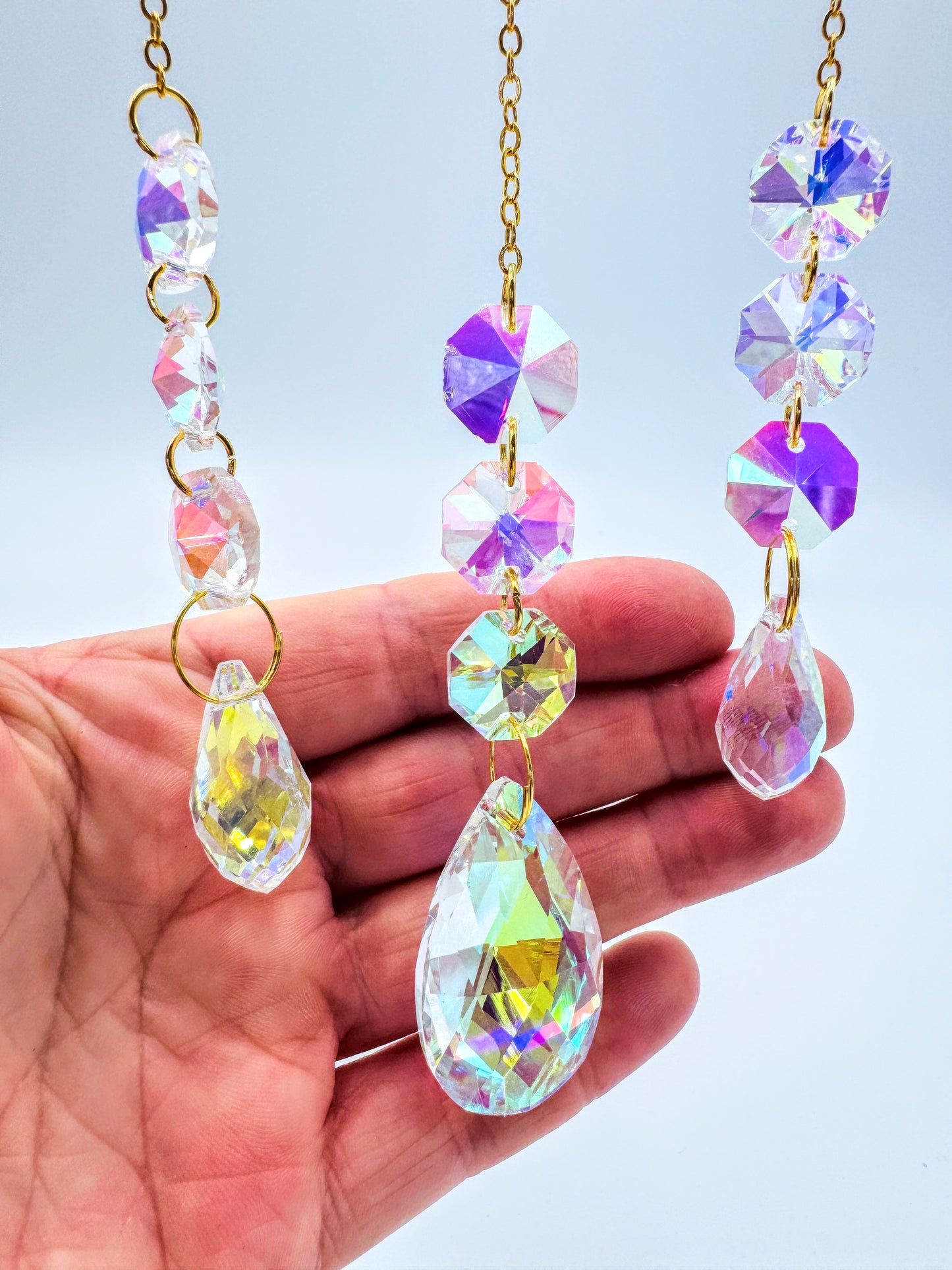Crescent Moon Crystal Chip Sun Catchers