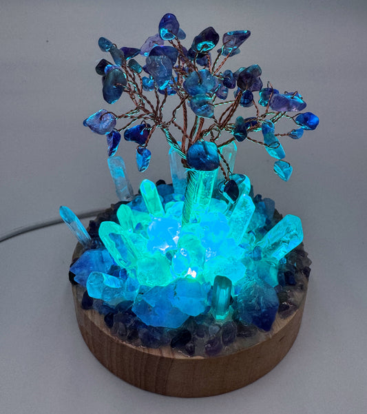 Amethyst Tree Clear Quartz Cluster Lamp /LG
