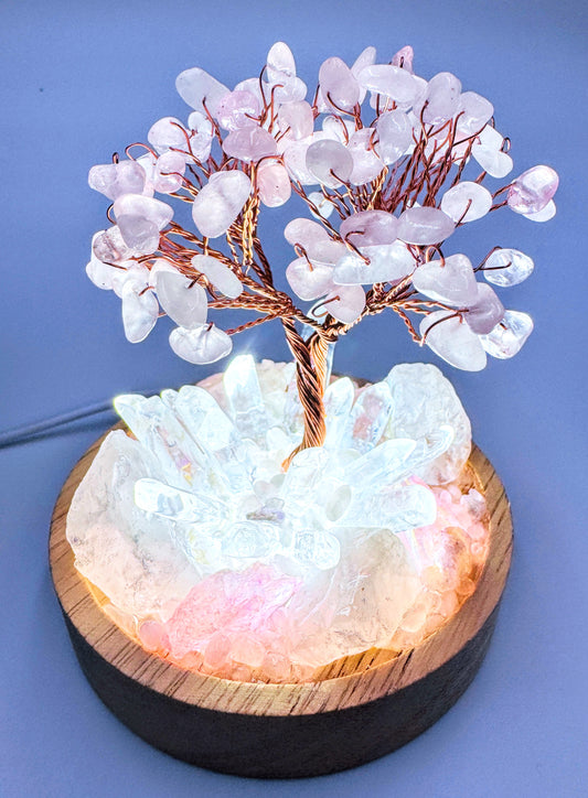 Rose Quartz & Rose Quartz Tree Cluster Lamp/LG