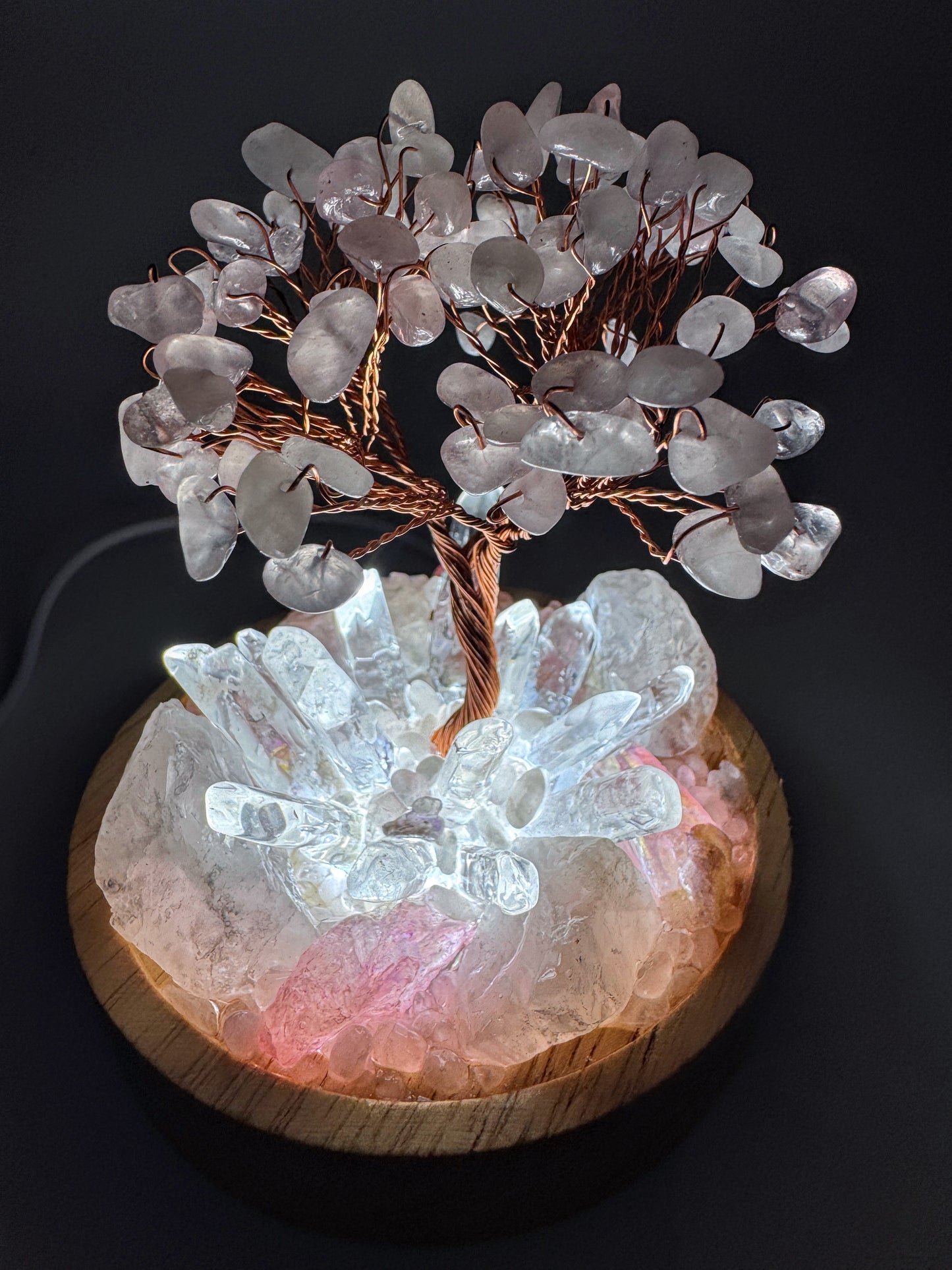 Rose Quartz & Rose Quartz Tree Cluster Lamp/LG
