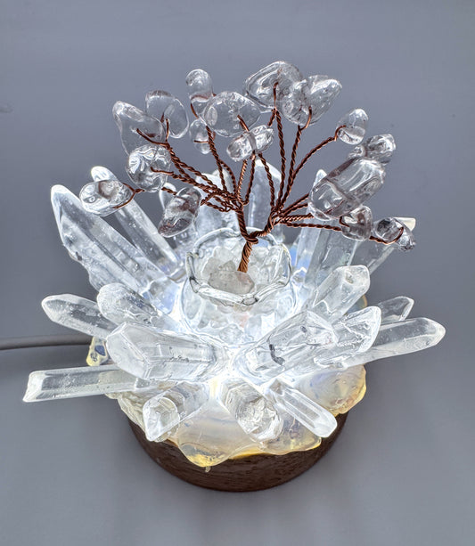 Clear Quartz Tree & Points Cluster Lamp/SM
