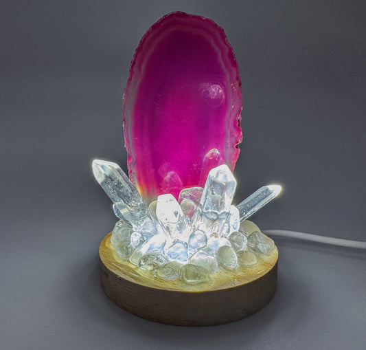 Pink Agate Cluster Lamp /SM