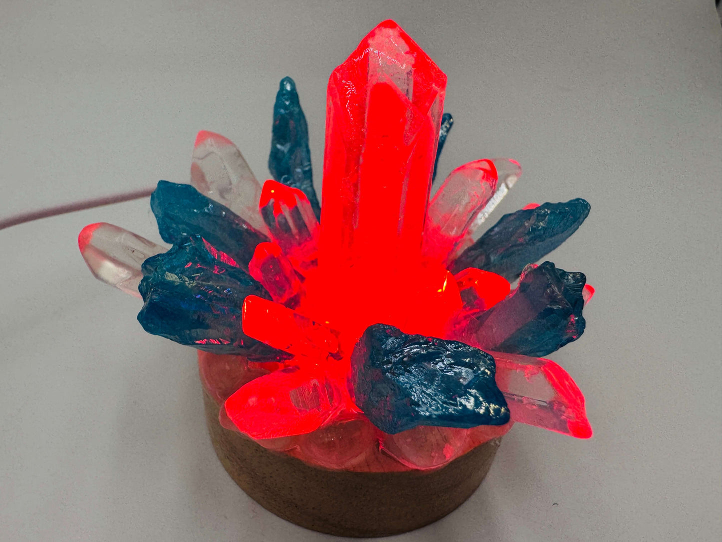 Crystal Lamp Clear Quartz & Blue Aura Quartz Lamp/SM