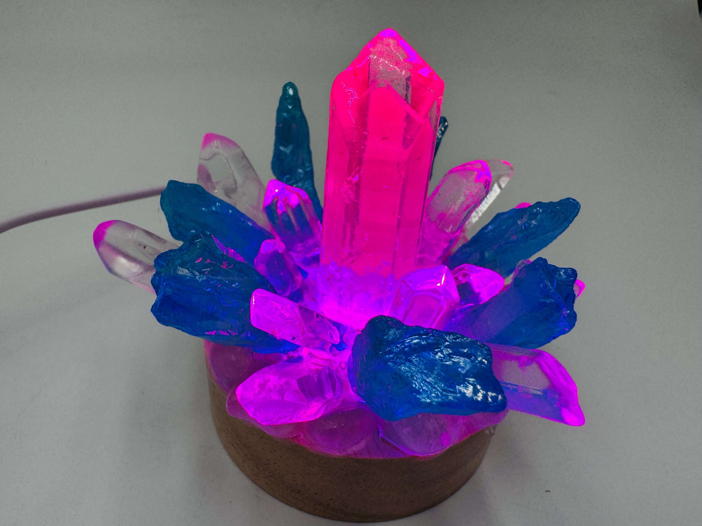 Crystal Lamp Clear Quartz & Blue Aura Quartz Lamp/SM