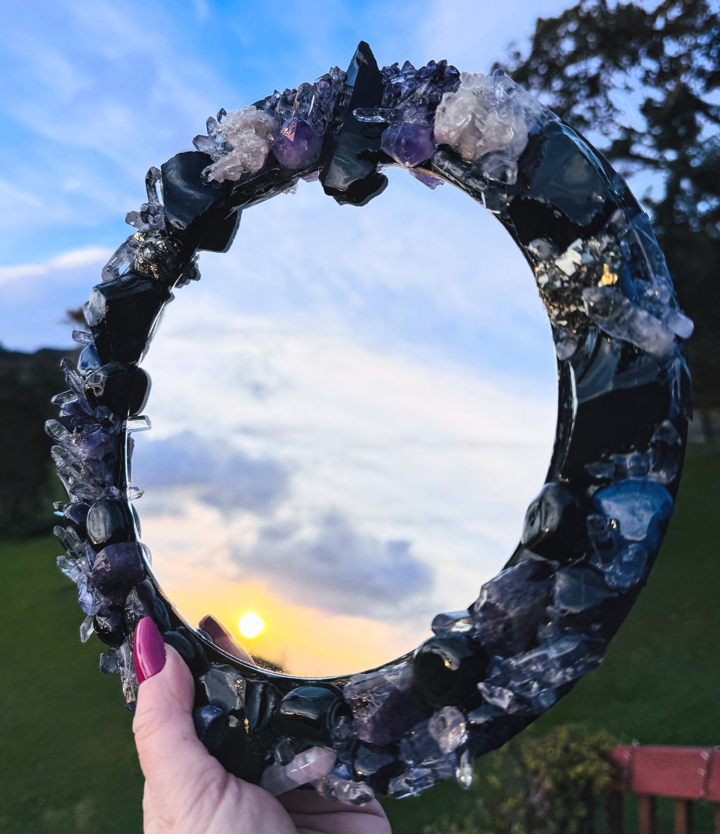 “Midnight Guardian”  Crystal Mirror