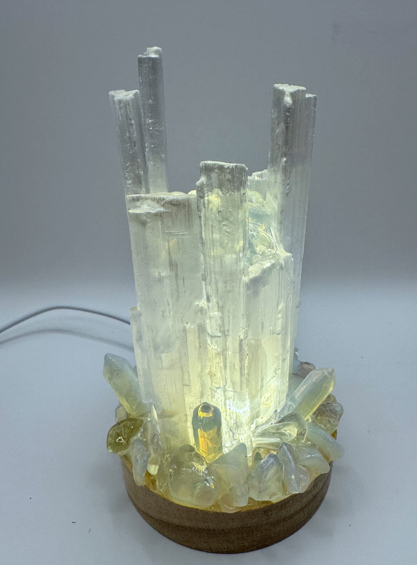 Selenite Lamp Opalite 8cm Base
