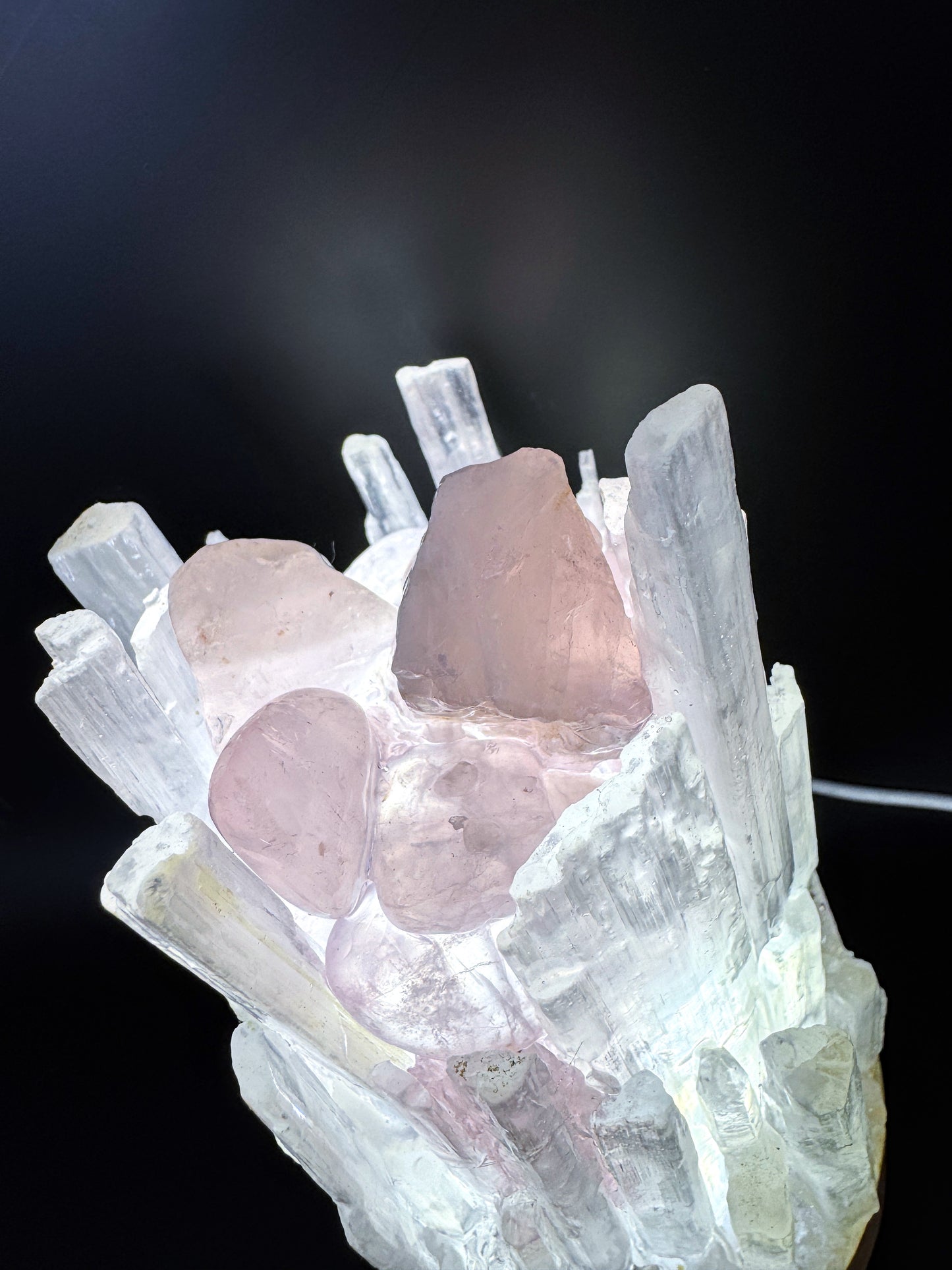 Selenite Lamp Rose Quartz 10cm Base